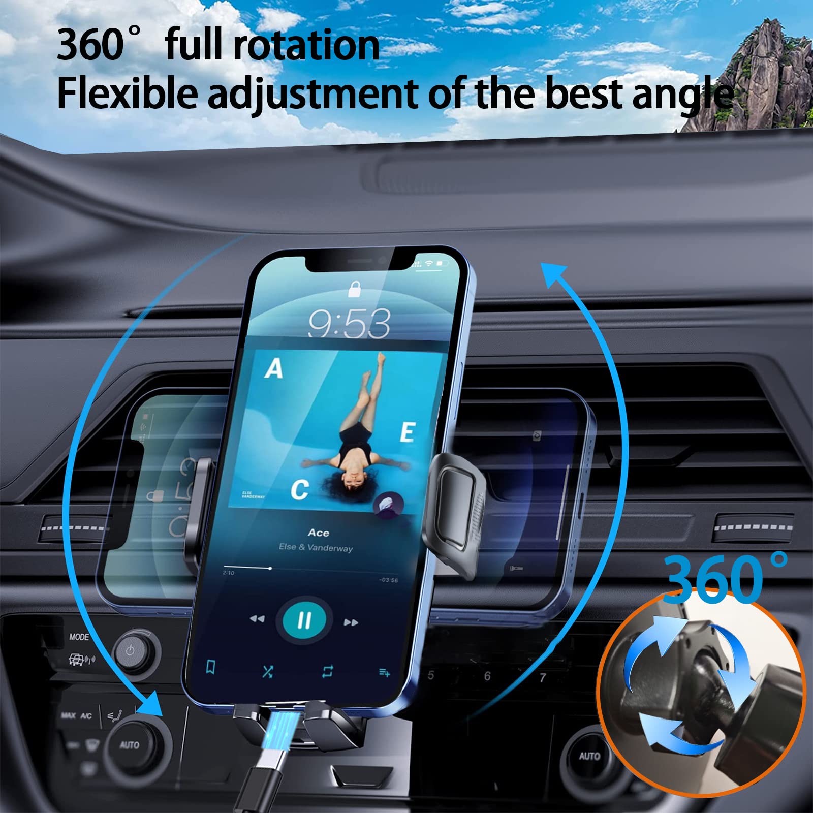2023 Upgraded Metal Hook Universal Car Phone Mount - Secure Car Vent Phone Holder for iPhone & All Smartphones - Perfect for Commuting, Road Trips & Hands-Free Navigation