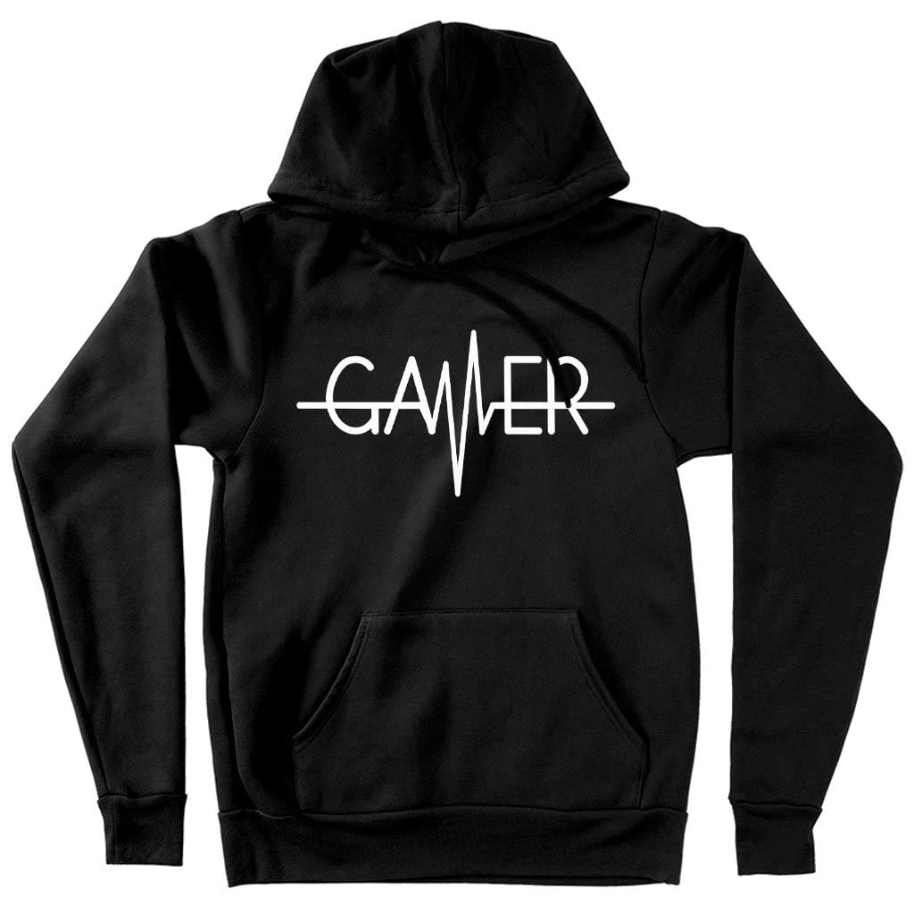 Gamer Heartbeat Hooded Sweatshirt - Comfortable Video Game Hoodie for Men & Women - Soft Gaming Pullover with Pocket - Perfect for Esports, Streaming & Casual Wear