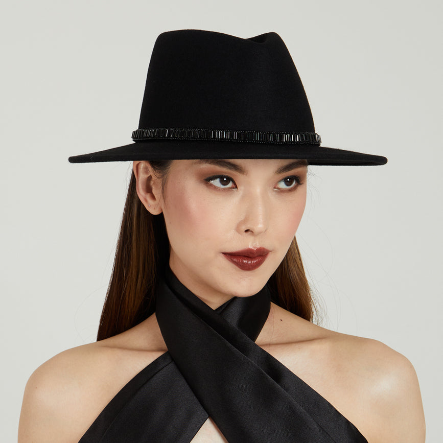 Blaine Crystal Fedora Hat for Women & Men - Elegant Rhinestone Embellished Wide Brim Hat for Parties, Weddings & Special Occasions