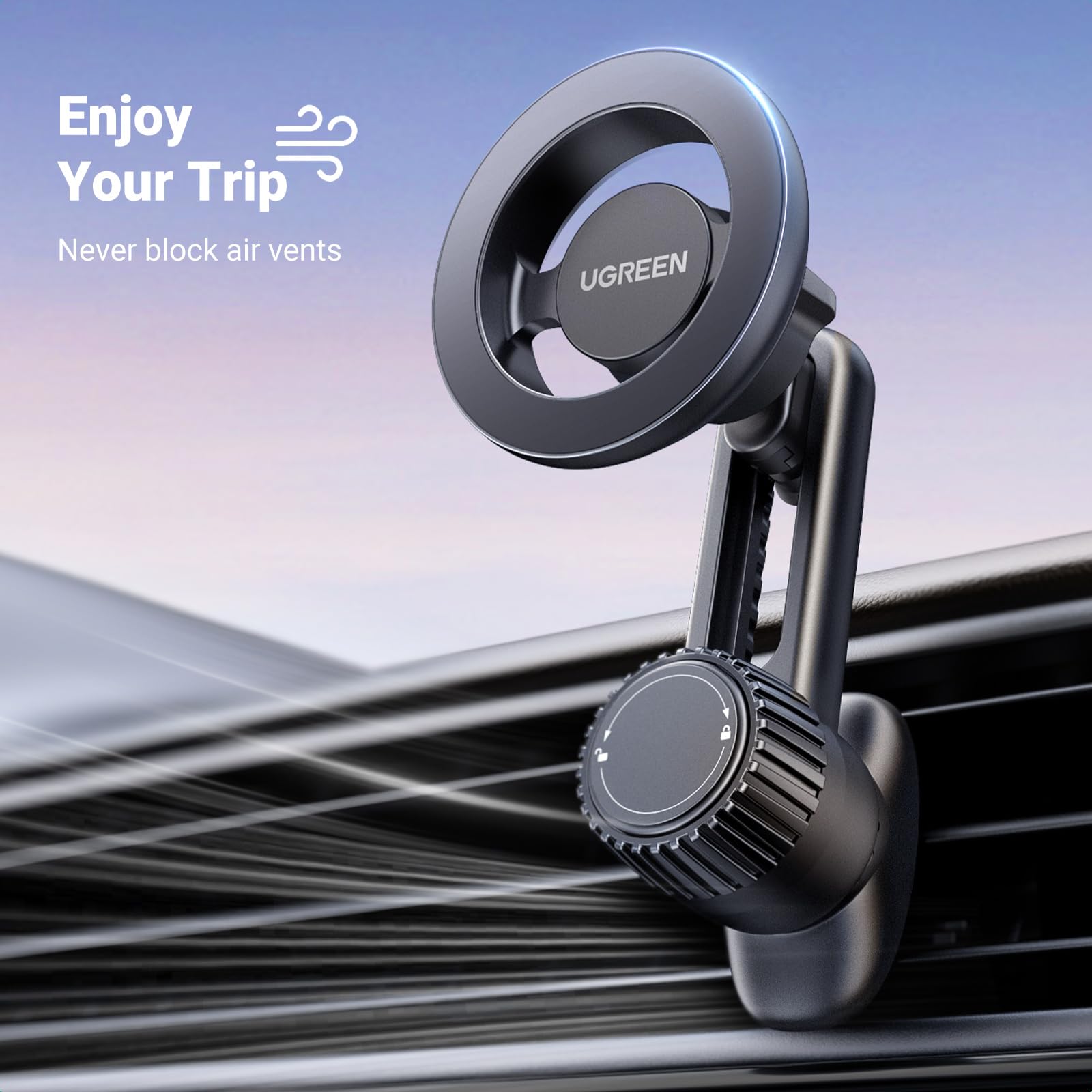 UGREEN Magnetic Car Phone Mount - Magsafe Compatible, Strong Magnetic Power, Air Vent Friendly - iPhone 16/15 Pro Max/14/13/12/Pro/Mini MagSafe Case Holder - Perfect for Hands-Free Driving & Navigation
