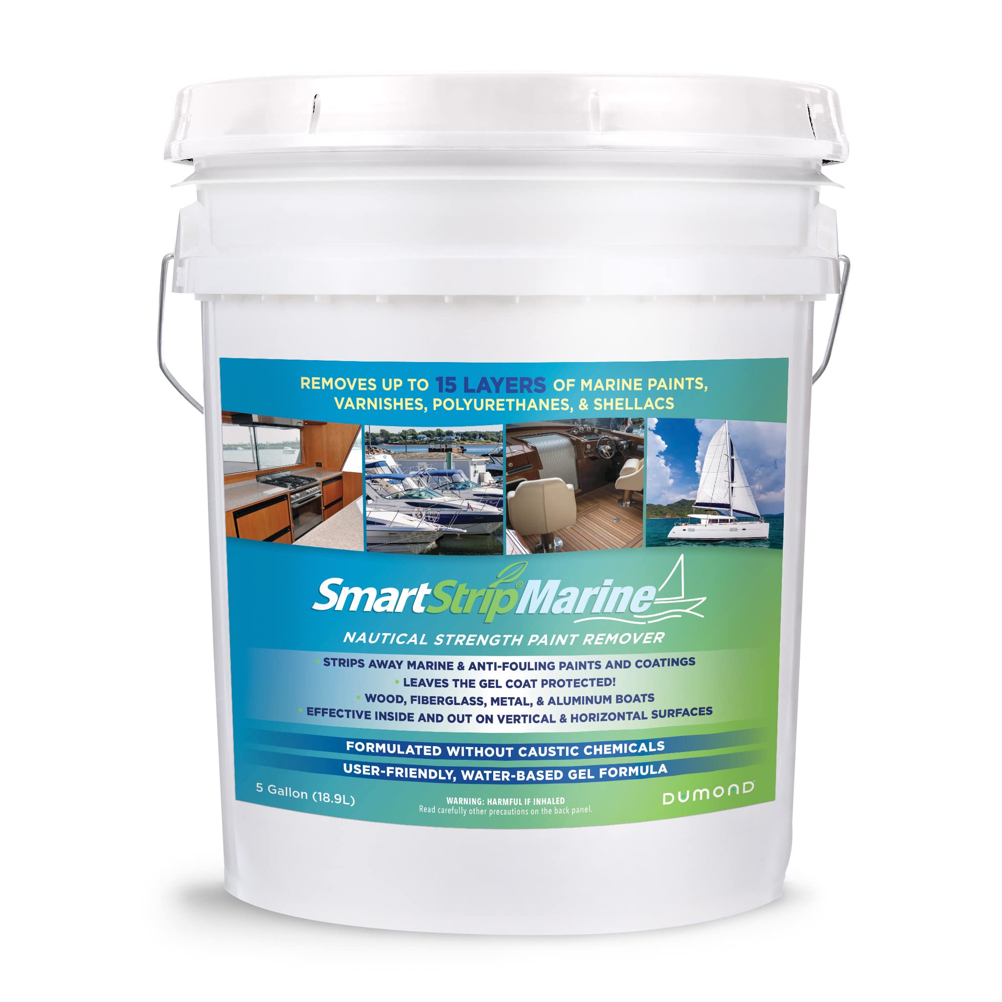 Smart Strip Marine Paint Remover - Effective for Wood, Fiberglass, Metal & Aluminum Boats - Removes Up to 15 Layers of Polyurethane & Acrylic Marine Coatings - Indoor & Outdoor Use - 5 Gallon - Perfect for Boat Restoration, Dock Maintenance & Marine Surface Prep
