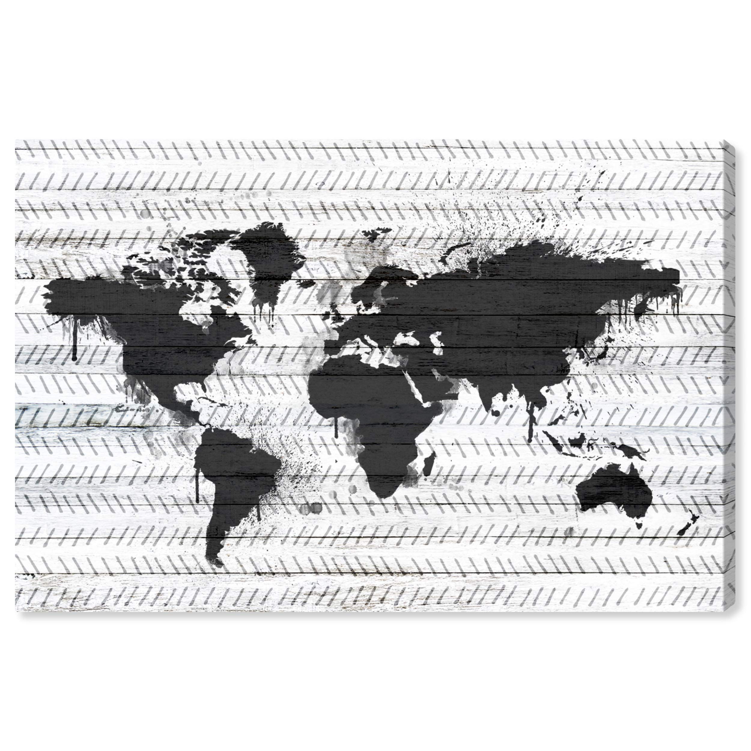 Oliver Gal Artist Co. Boho World Map Wall Art Canvas Print - 30x20 Inch Black & White Home Decor | Perfect for Living Room, Bedroom & Office Décor