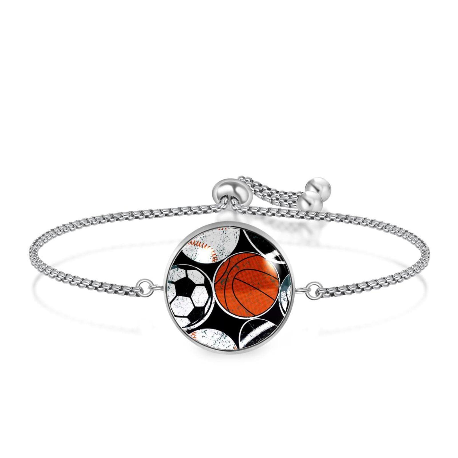 Women's Adjustable Sports Bracelet - Basketball Baseball Football Jewelry Gift for Ladies & Girls - Perfect for Game Days, Sports Events & Casual Wear