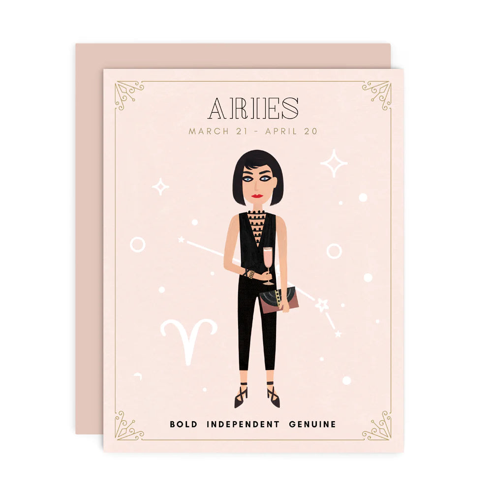 Aries Zodiac Greeting Card - Perfect Birthday & Zodiac Sign Gift for Aries Women & Men - Ideal for Birthdays, Horoscope Lovers & Astrology Enthusiasts
