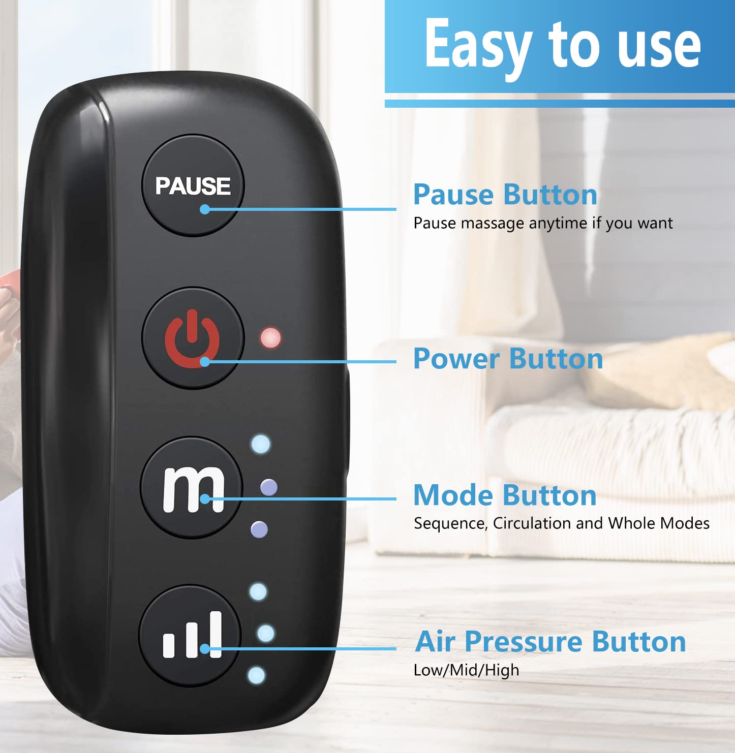 CINCOM Cordless Leg Massager for Calf Pain Relief - Rechargeable Air Compression Massager with 3 Intensity Levels & 3 Modes, Improves Blood Circulation - Perfect Gift for Men & Women (Pair) - Ideal for Post-Workout Recovery, Office Relaxation & Home Use