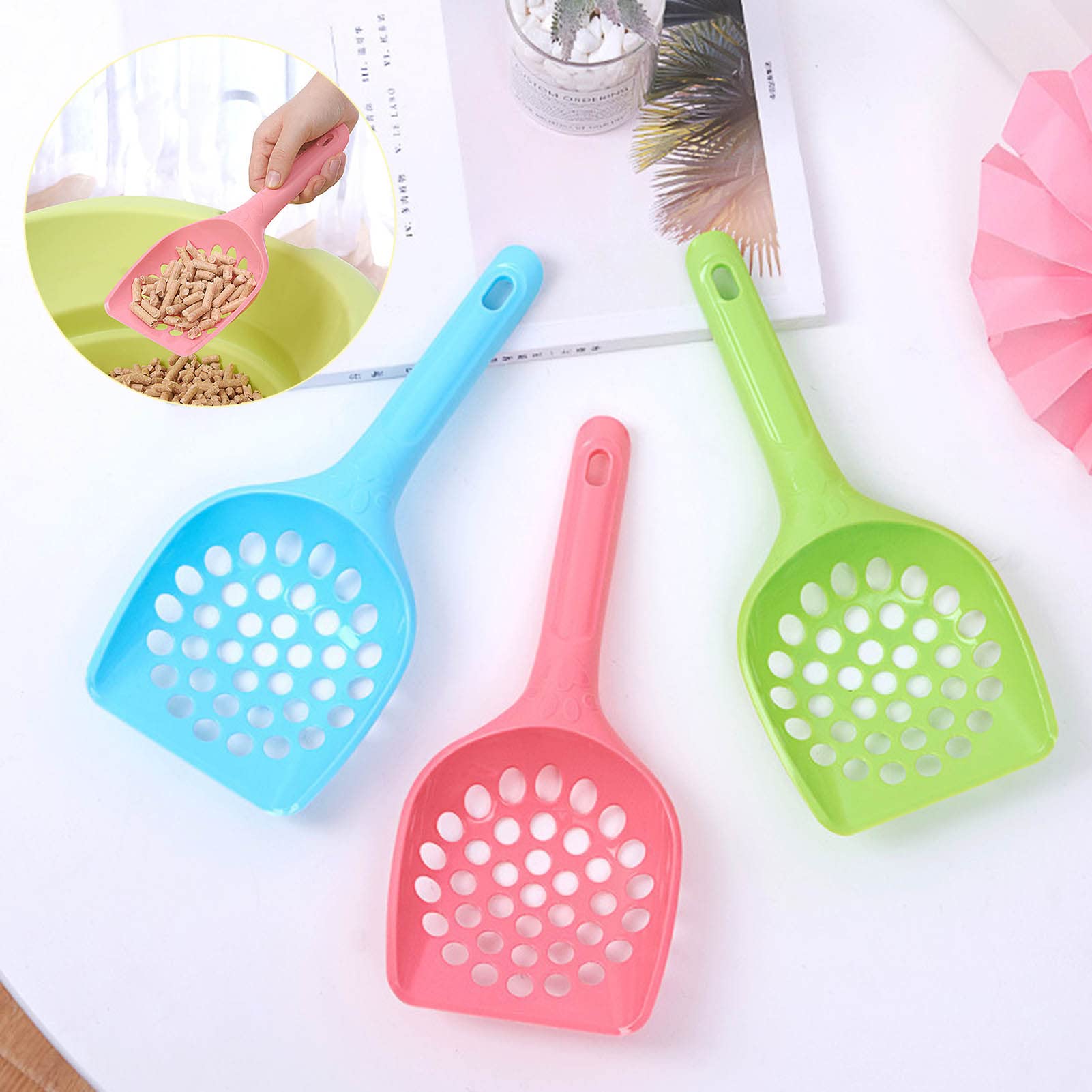 Premium Cat Litter Scoop - Large Hole Sifting Shovel for Easy Waste Removal | Durable & Lightweight Litter Box Cleaner for Cats & Dogs | Blue Tray Design | Perfect for Daily Pet Waste Management & Litter Box Maintenance