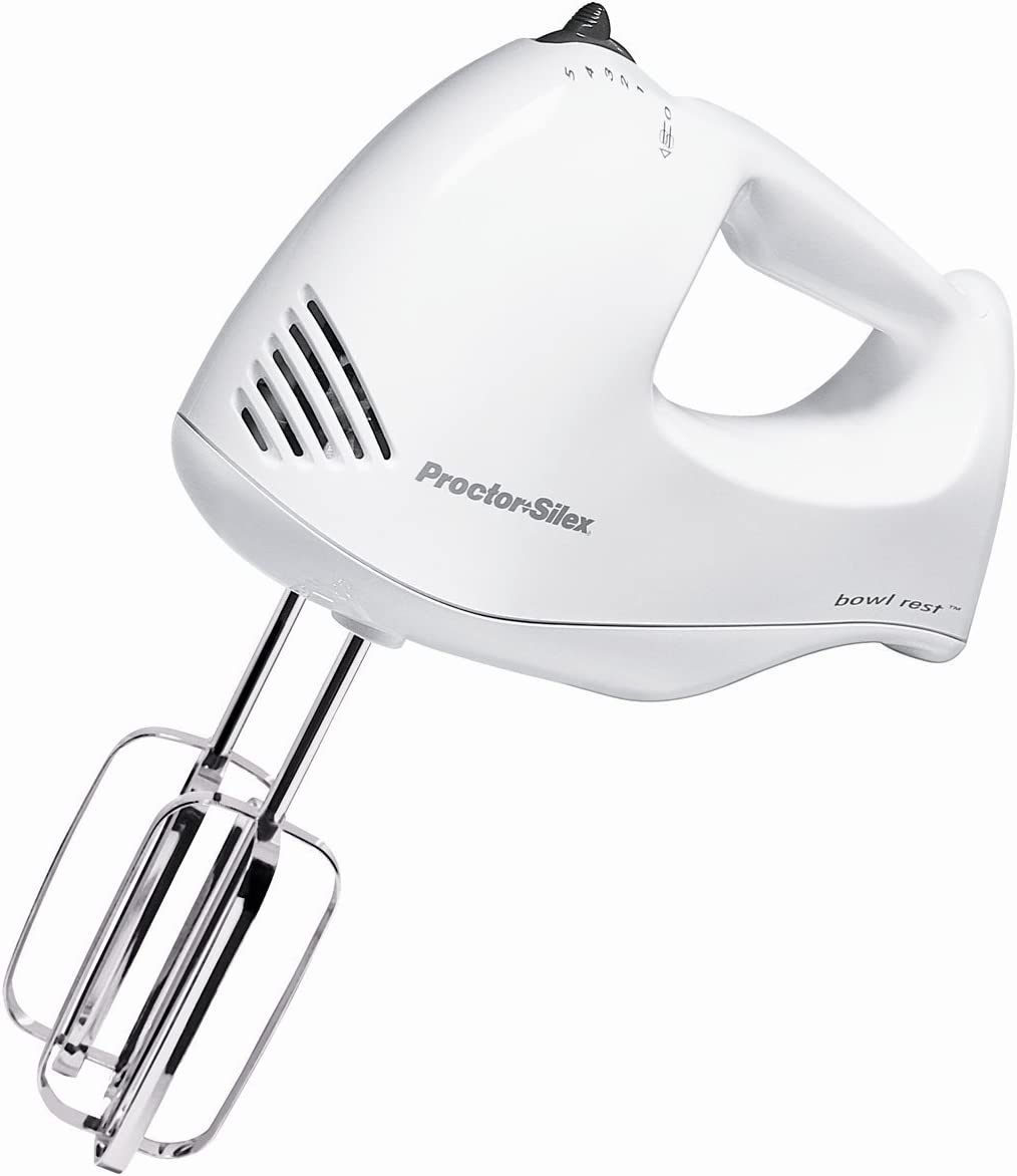 Proctor Silex 62545Y Hand Mixer with Storage Case - Powerful 5-Speed Electric Handheld Mixer for Baking, Whipping, Blending - Perfect for Cakes, Cookies, Dough & More in Home Kitchen