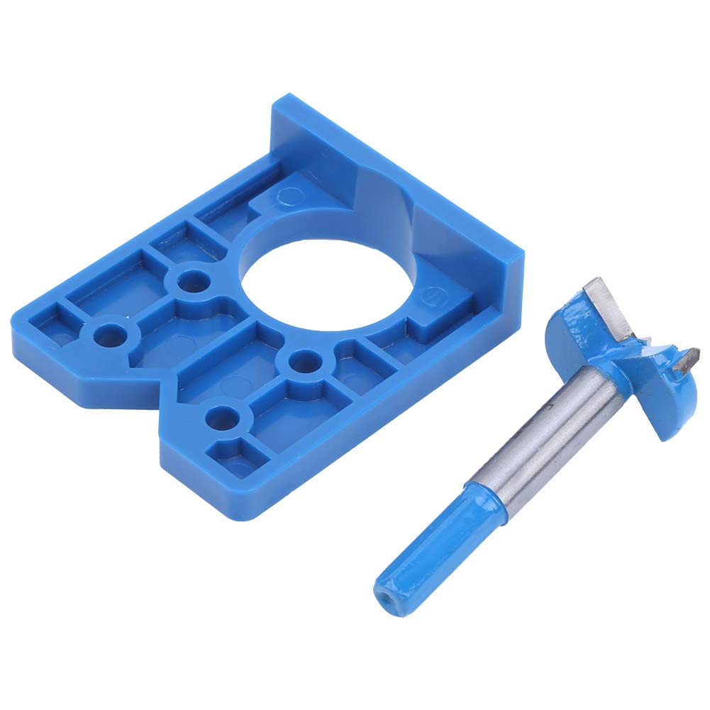 Oumefar 35mm Portable Hole Drill Kit - ABS Plastic Hinge Jig Kit for Cabinet Hinges - Blue Hinge Hole Opener - Perfect for DIY Cabinet Installation & Woodworking Projects
