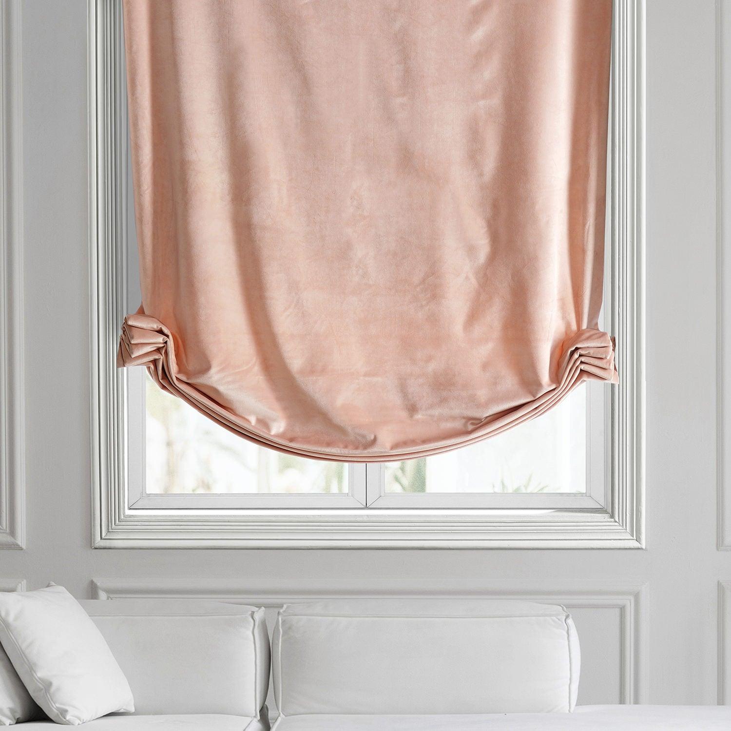 Rosey Dawn Signature Velvet Roman Shade - Blackout Window Treatment for Bedroom & Living Room - Elegant Home Decor & Light Control Solution