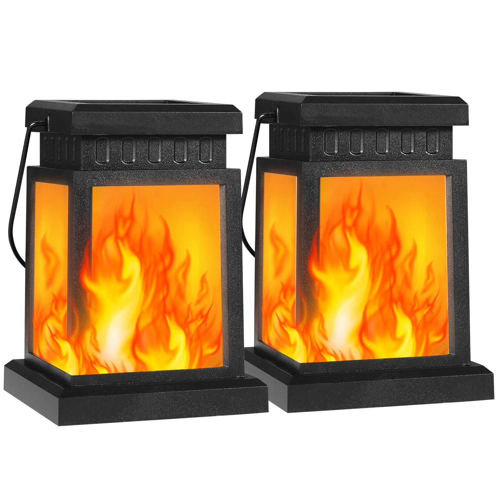 2 Pack Solar Hanging Lanterns - Waterproof Outdoor Flickering Flame Lights for Garden, Patio, Yard, Deck & Camping | Perfect for Landscape Lighting, Tent Ambiance & Umbrella Decor