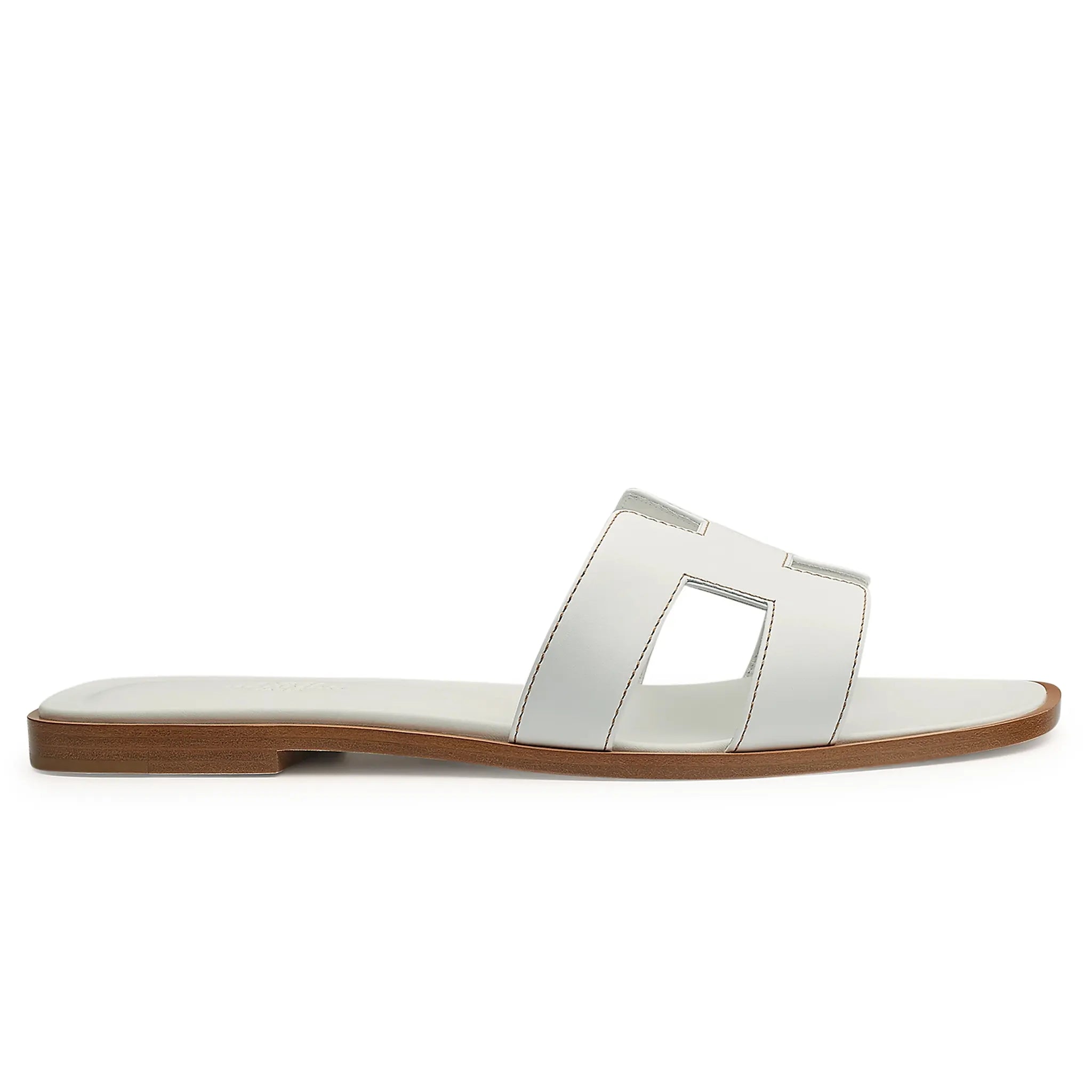 Hermès Paris Oran Sandals - Women's Luxury Leather White Sandals for Summer, Beach & Casual Outings