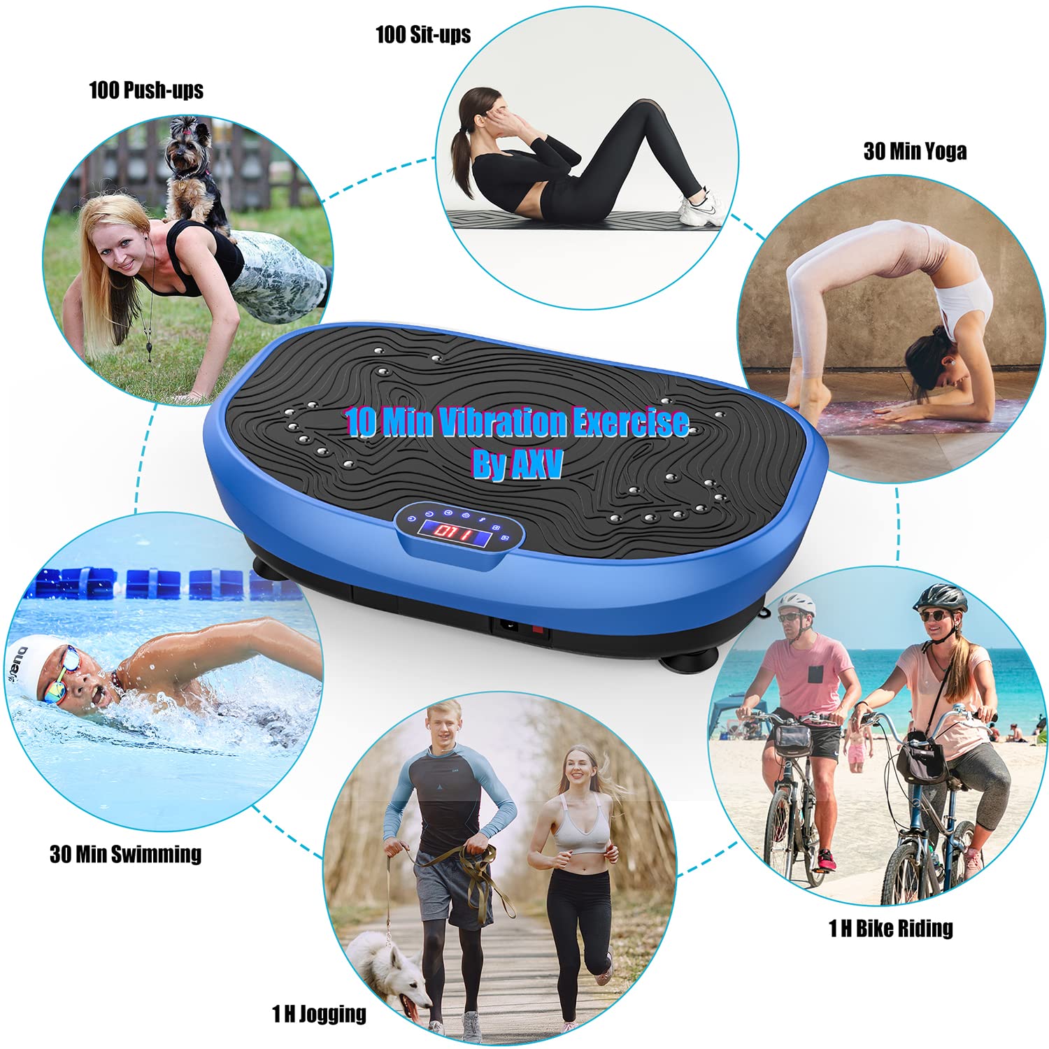 AXV Vibration Plate Exercise Machine - Whole Body Workout Platform for Weight Loss, Toning & Fitness | Home Gym Equipment for Women & Men | Perfect for Small Spaces, Post-Workout Recovery & Wellness Routines