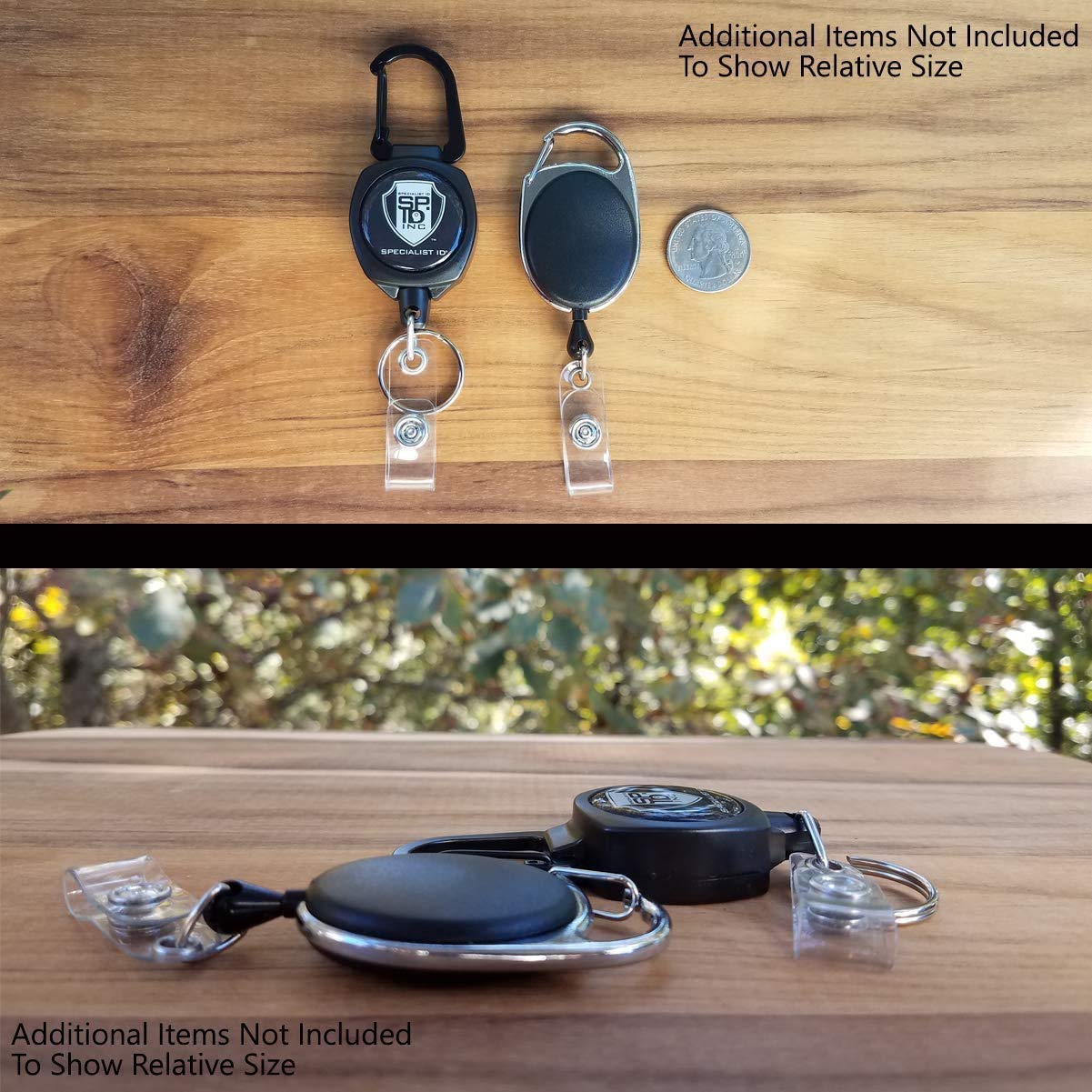 25 Pack Heavy Duty Sidekick Carabiner Keychain with Retractable Reel & 3-Card Polycarbonate ID Badge Holder - Secure Badge Reels for Work, School, Events & Outdoor Activities