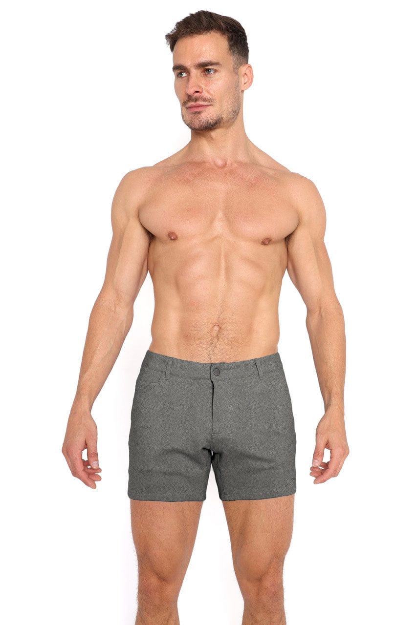 Custom Logo Knit Stretch Shorts for Men & Women - Heather Grey Comfort Fit Casual Wear | Perfect for Gym, Lounge & Everyday Activities