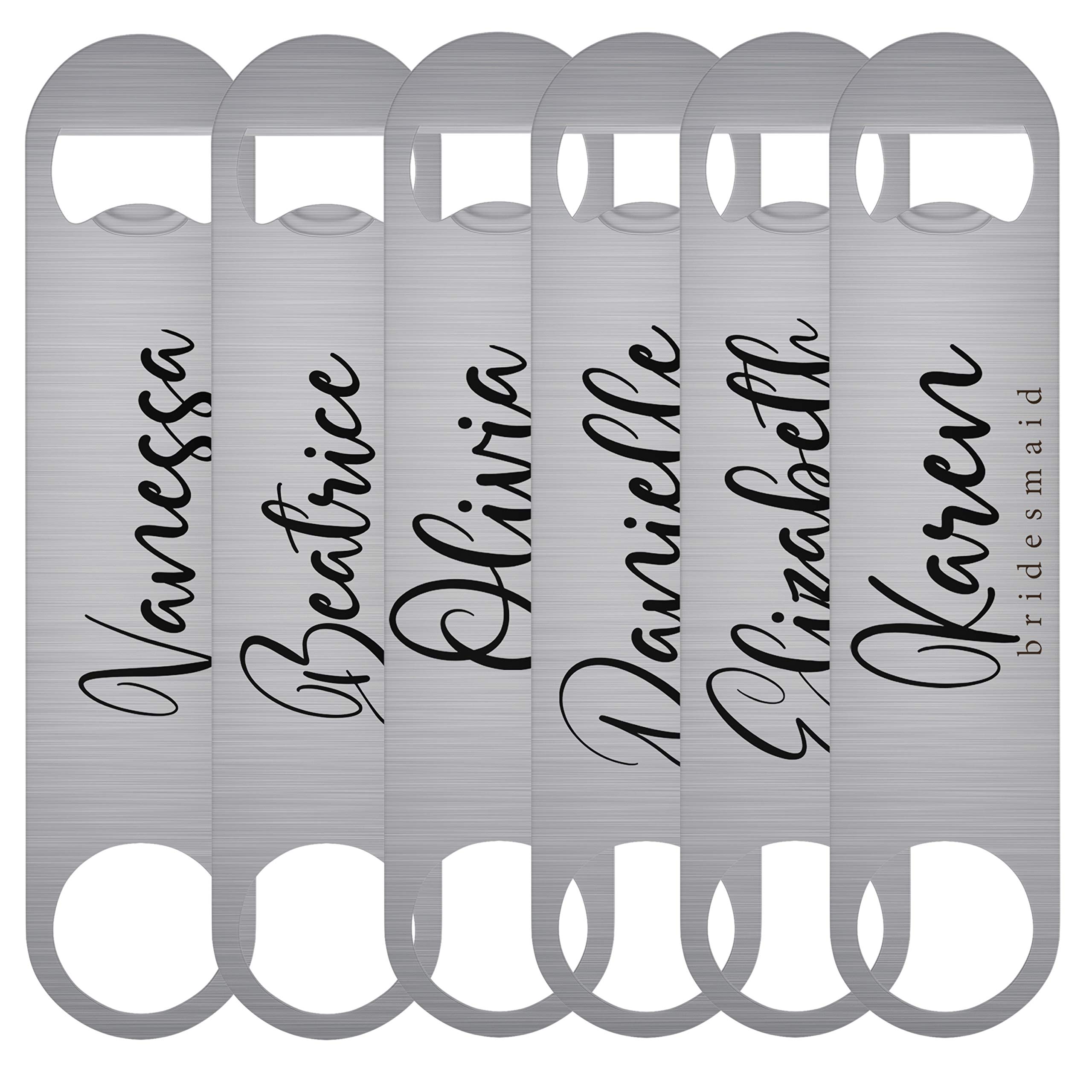 6-Pack Personalized Stainless Steel Bottle Openers - Unique Groomsmen & Bridesmaid Gifts for Weddings, Bachelor Parties & Bridal Showers - Best Man & Bridal Party Favors - Perfect for Celebrations, Home Bars & Outdoor Gatherings