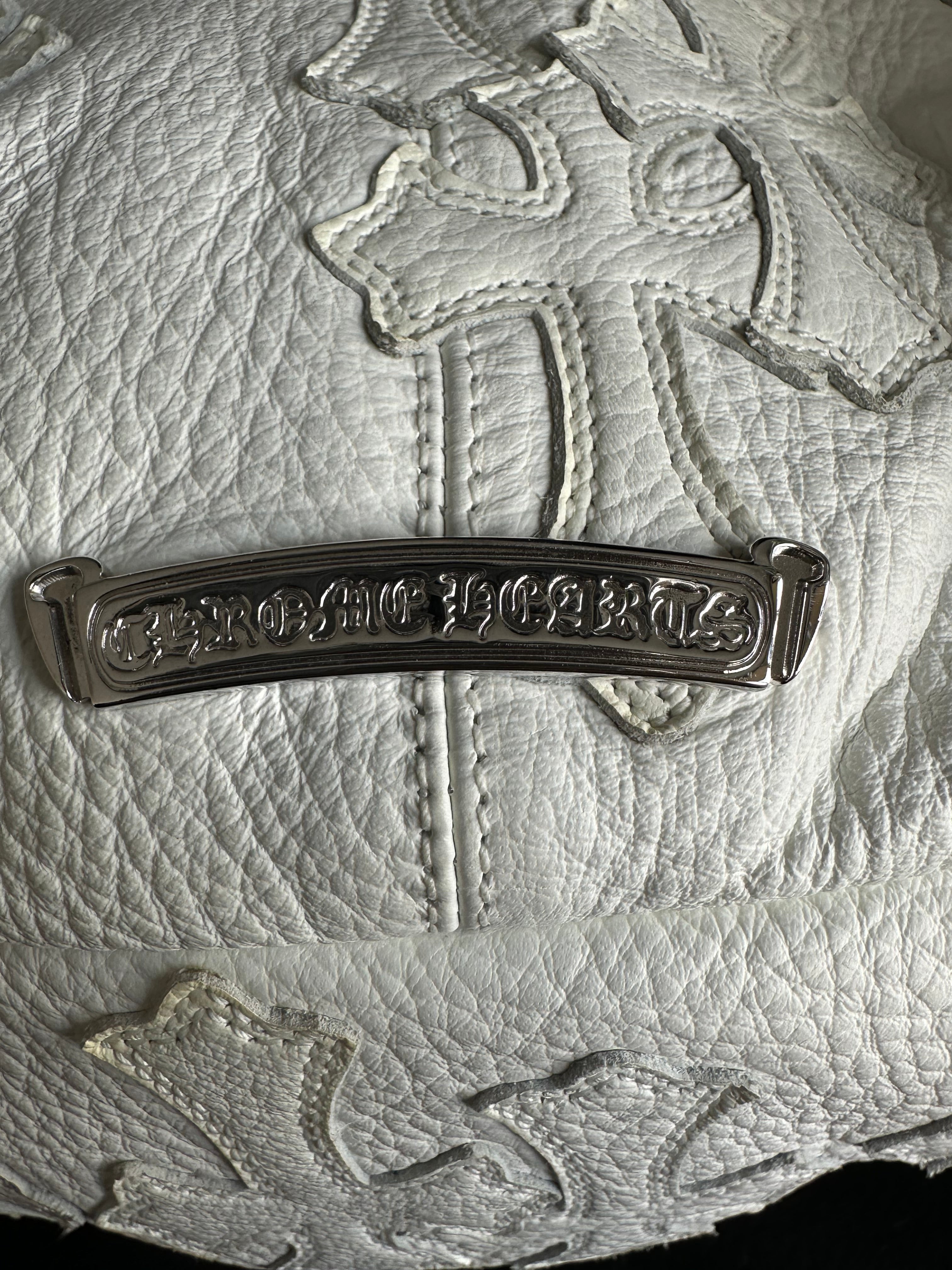 Chrome Hearts White Leather Cross Patch Bumbag - Stylish Waist Bag for Men & Women - Perfect for Travel, Concerts & Everyday Use