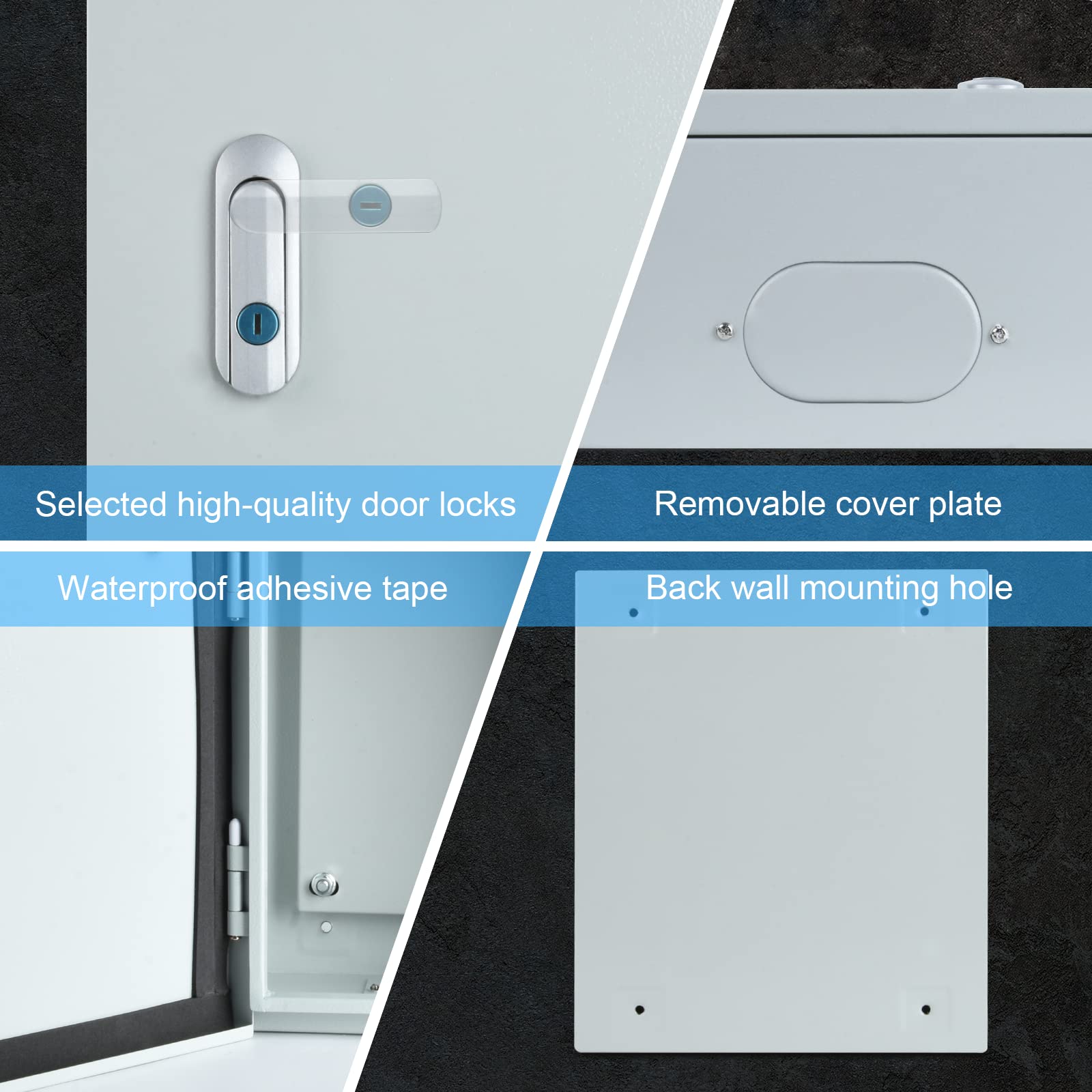 **Waterproof Steel Electrical Junction Box - Indoor & Outdoor Wall Mount Enclosure with Safety Locks & Mounting Plates | Dustproof Metal Electrical Box for Home, Garage & Industrial Wiring**