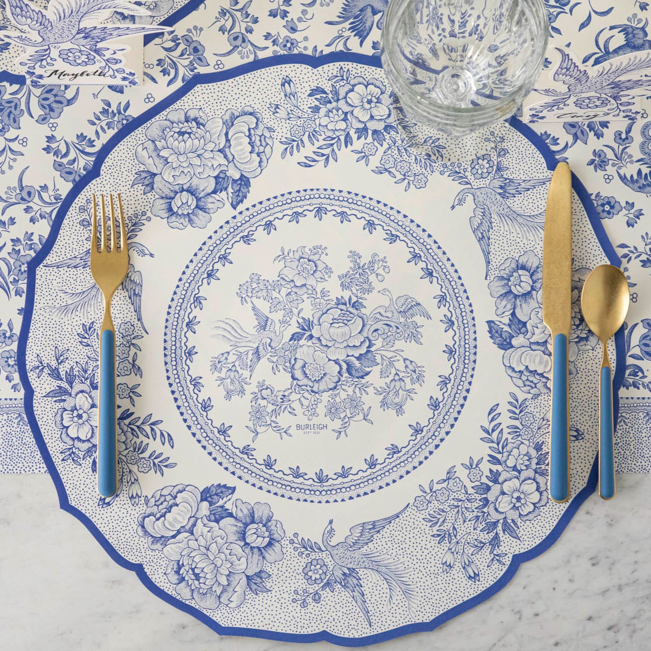 Blue Asiatic Pheasants Die-Cut Placemats - Elegant Table Decor for Dining, Parties & Home Decor | Set of 4 Waterproof Placemats for Everyday Use & Special Occasions
