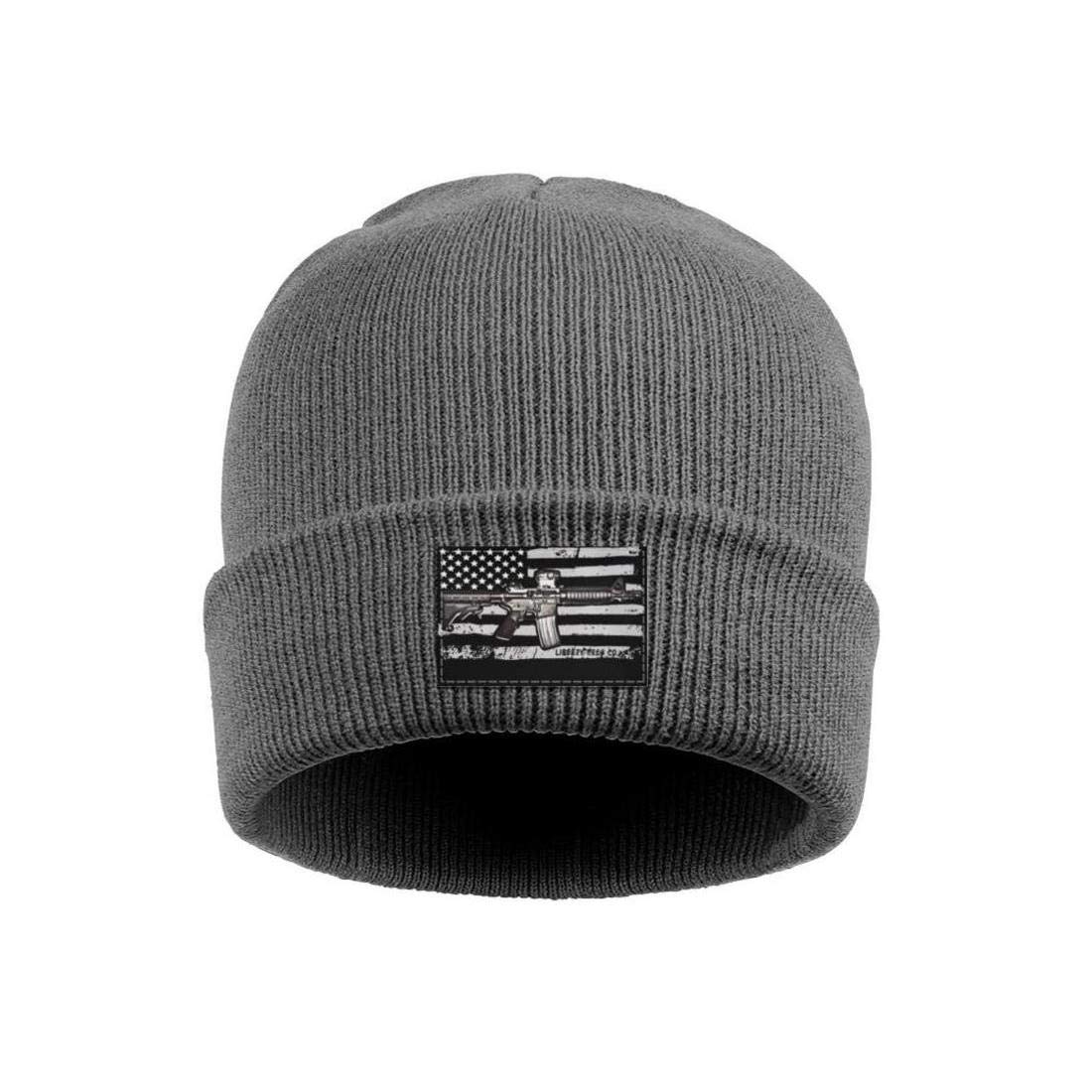FYFYOK Men's Slouchy Beanie Hat - Warm Winter Knit Cap with American Flag Design - Unisex Stretchy Beanie for Skiing, Hiking & Outdoor Activities