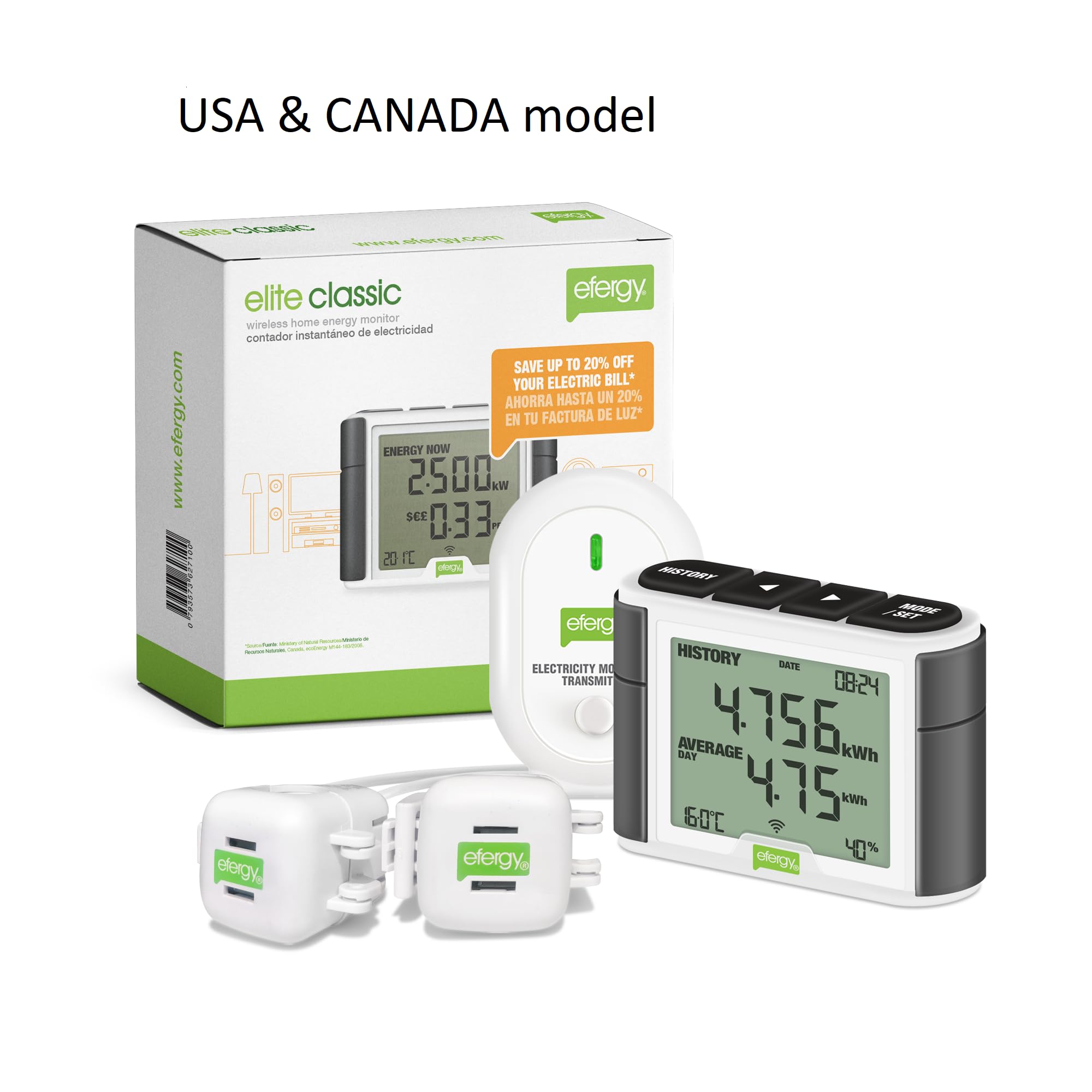 Efergy Elite 4.0 Wireless Home Energy Monitor - Track Real-Time Electricity Usage for Appliances & Save on Power Bills | Perfect for Smart Homes & Energy Efficiency Monitoring