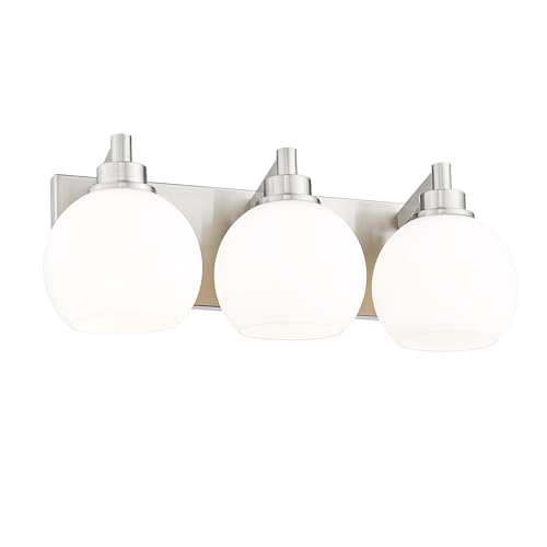 Brushed Nickel & Milk Glass, 3 Light