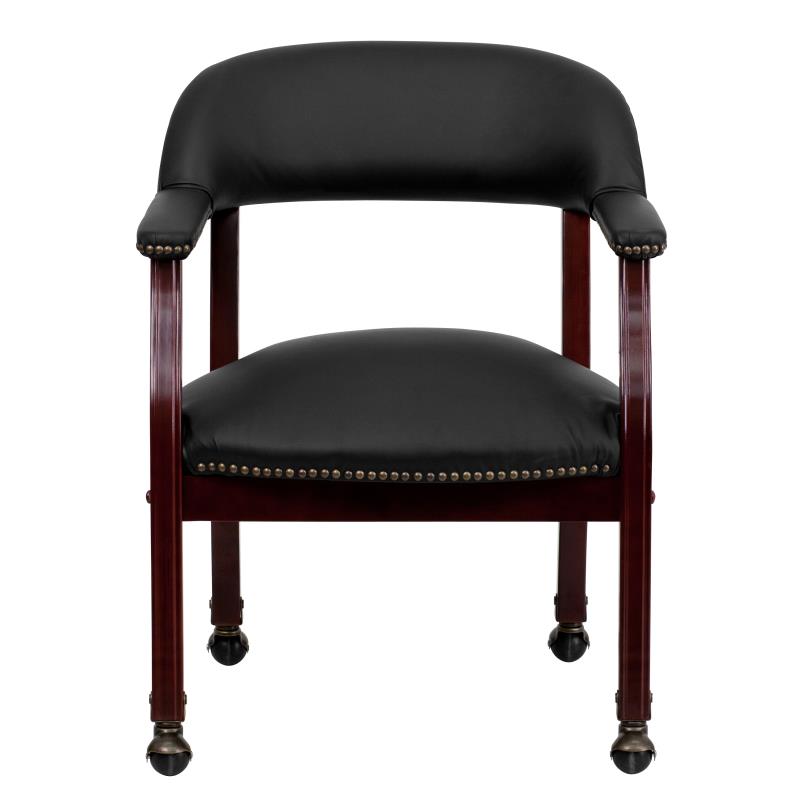 Premium FLASH Leather Office Conference Chair with Accent Nailhead Trim & Smooth-Rolling Casters - Ergonomic Executive Desk Chair for Home Office, Conference Rooms & Professional Workspaces