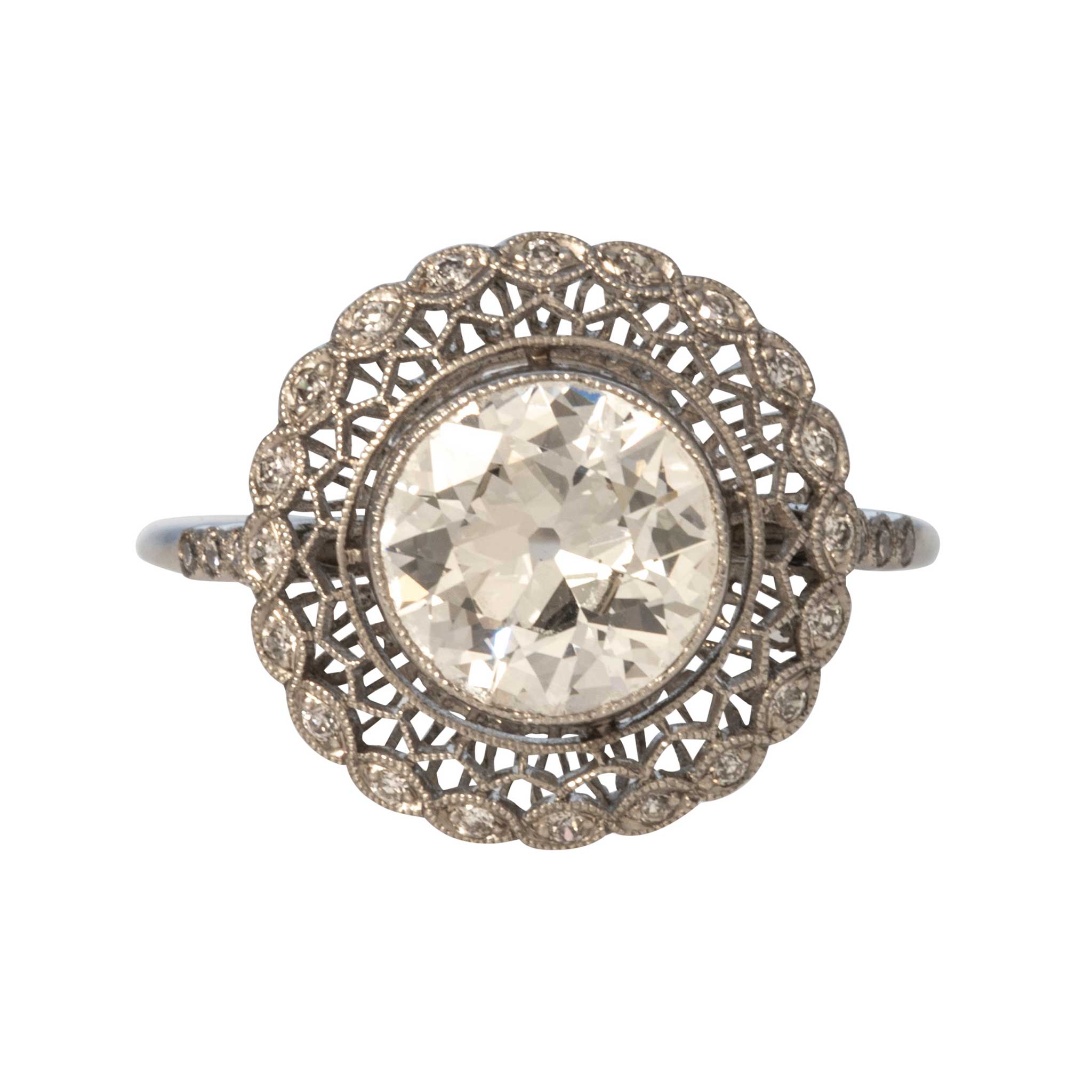 1.56ct Edwardian Round Brilliant Cut Diamond Platinum Engagement Ring - Perfect for Vintage Wedding & Anniversary Gifts