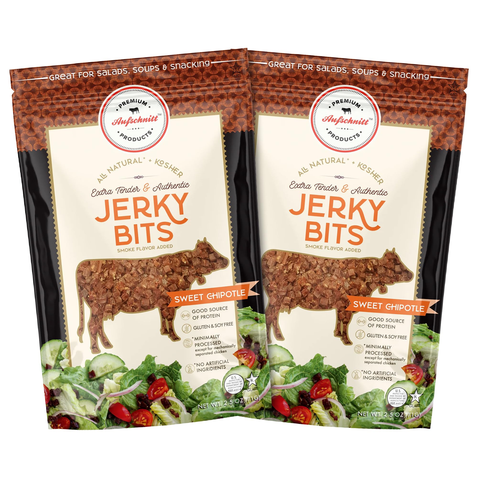 Premium Beef & Chicken Jerky Bites - High Protein Healthy Snacks, Kosher Halal Keto Friendly (2 Pack, Chipotle Flavor) | Perfect for Hiking, Travel & Office Snacking