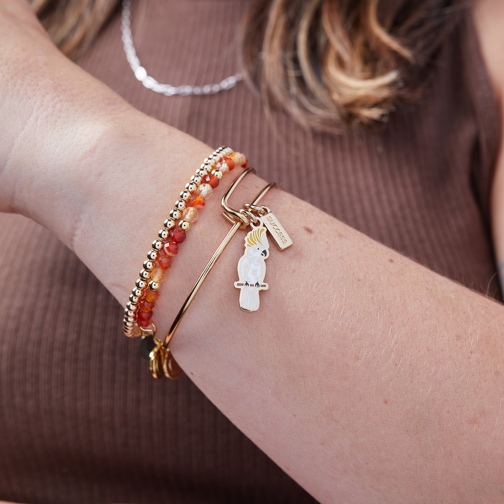 Stylish 'Success' Cockatoo Charm Bangle - Elegant Bird Jewelry for Women - Perfect for Gifts, Parties & Everyday Wear