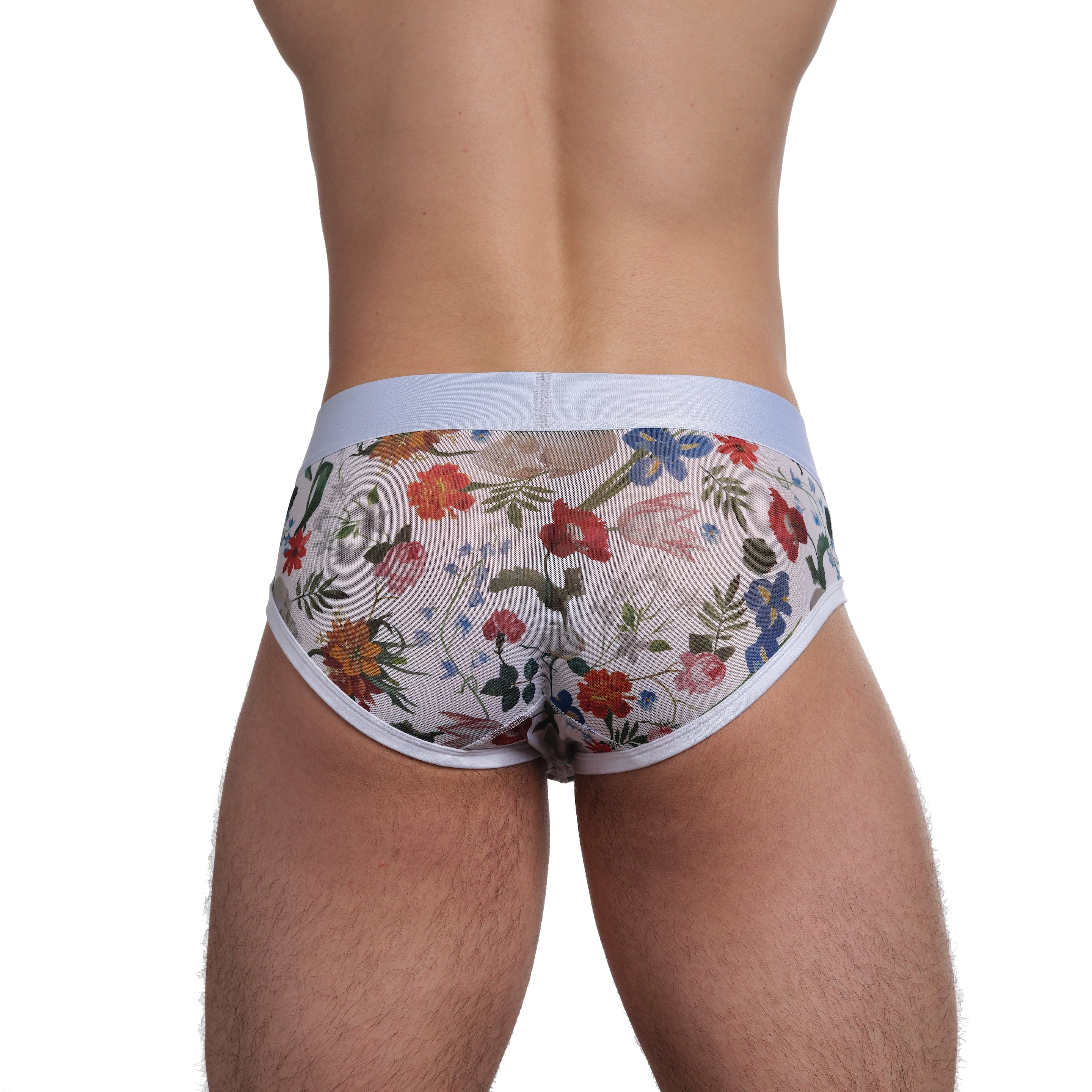 Dutch Floral Mesh Brief White - Elegant Lingerie for Women, Comfortable Underwear for Daily Wear & Special Occasions