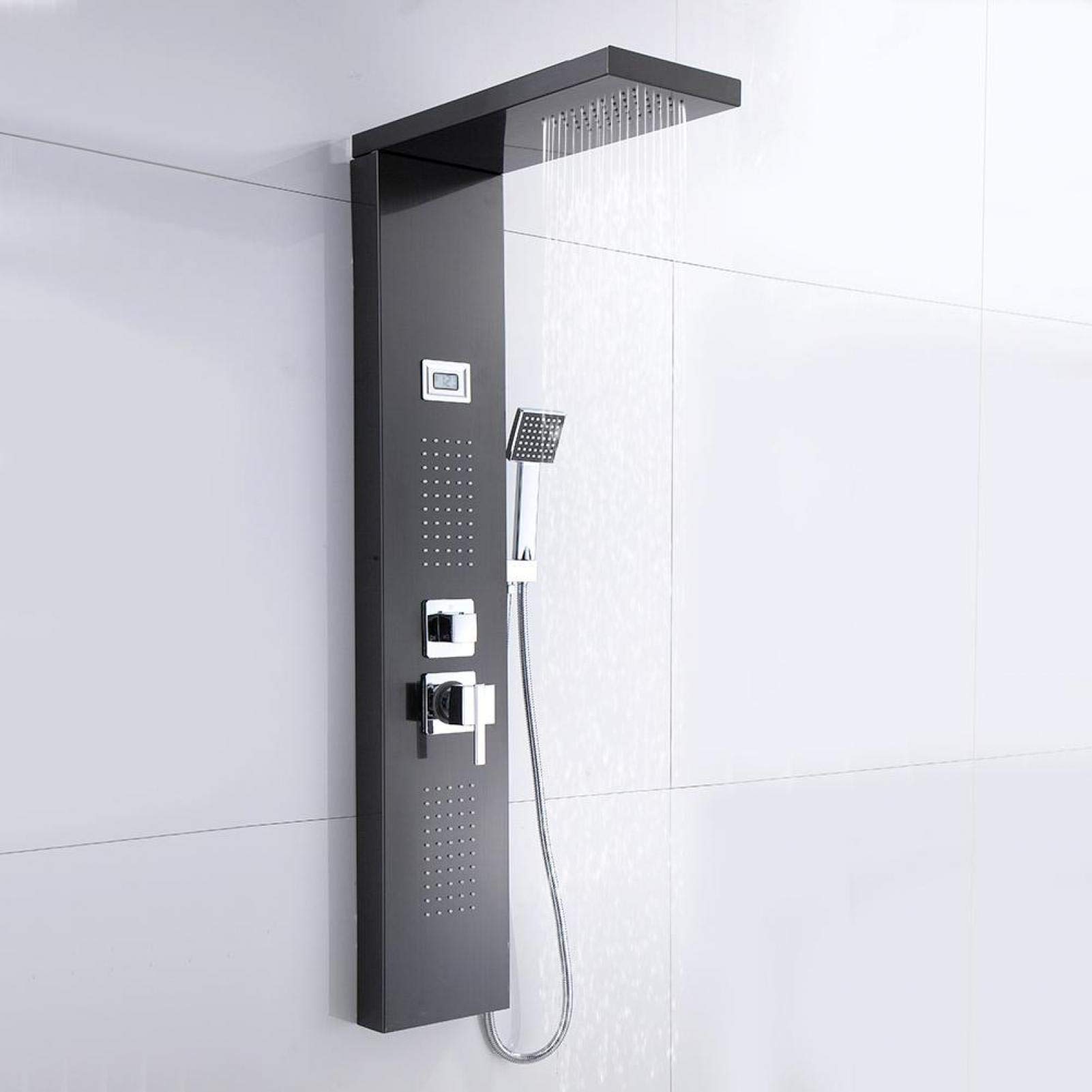 Modern Stainless Steel Shower Panel with Waterfall Spray - Eco-Friendly Bathroom Upgrade for Spa-Like Experience | Perfect for Luxury Home, Hotel, and Gym Showers