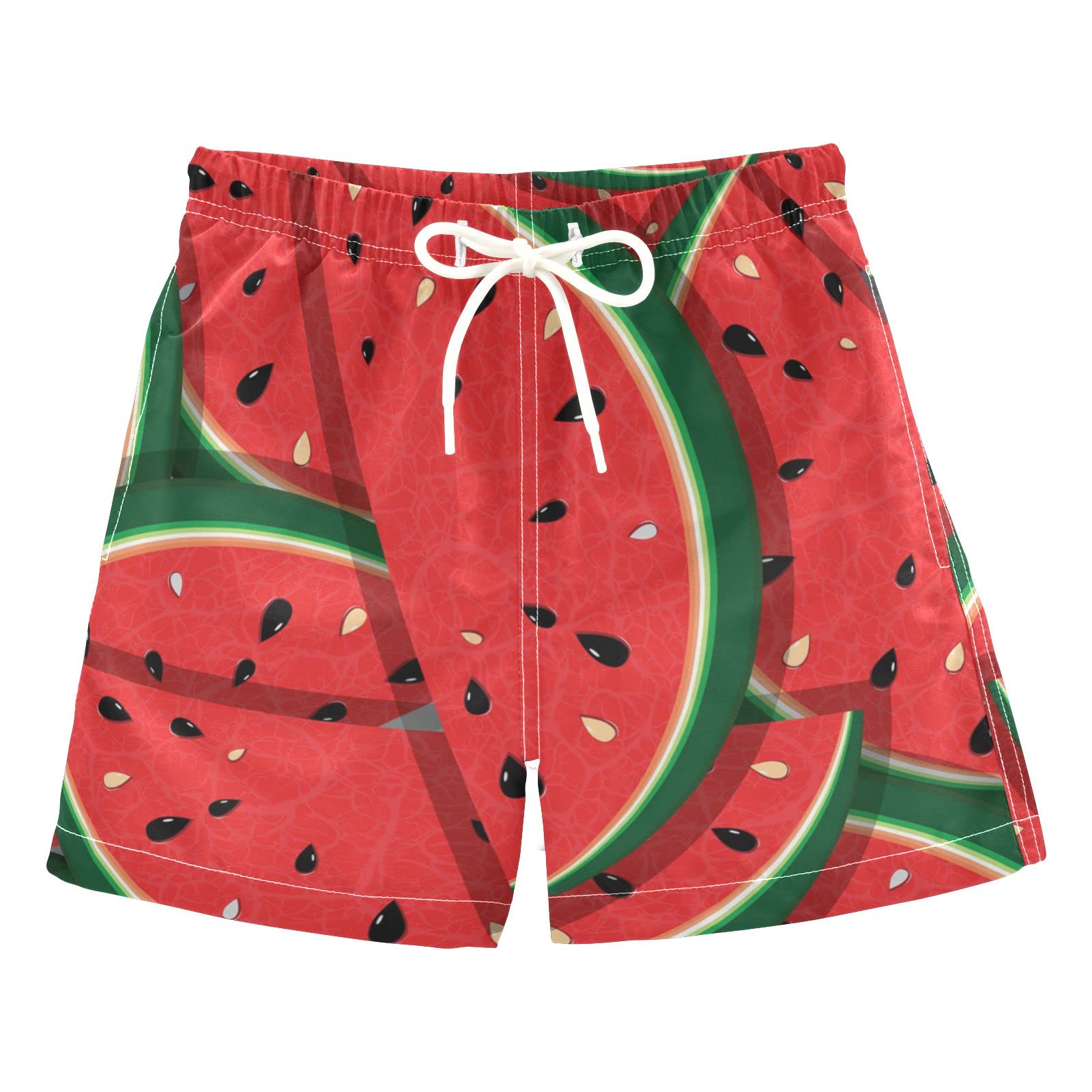 Boys' Watermelon Print Swim Trunks - Quick Dry Board Shorts for Beach, Surf & Pool | Perfect for Hawaii Vacations & Summer Fun