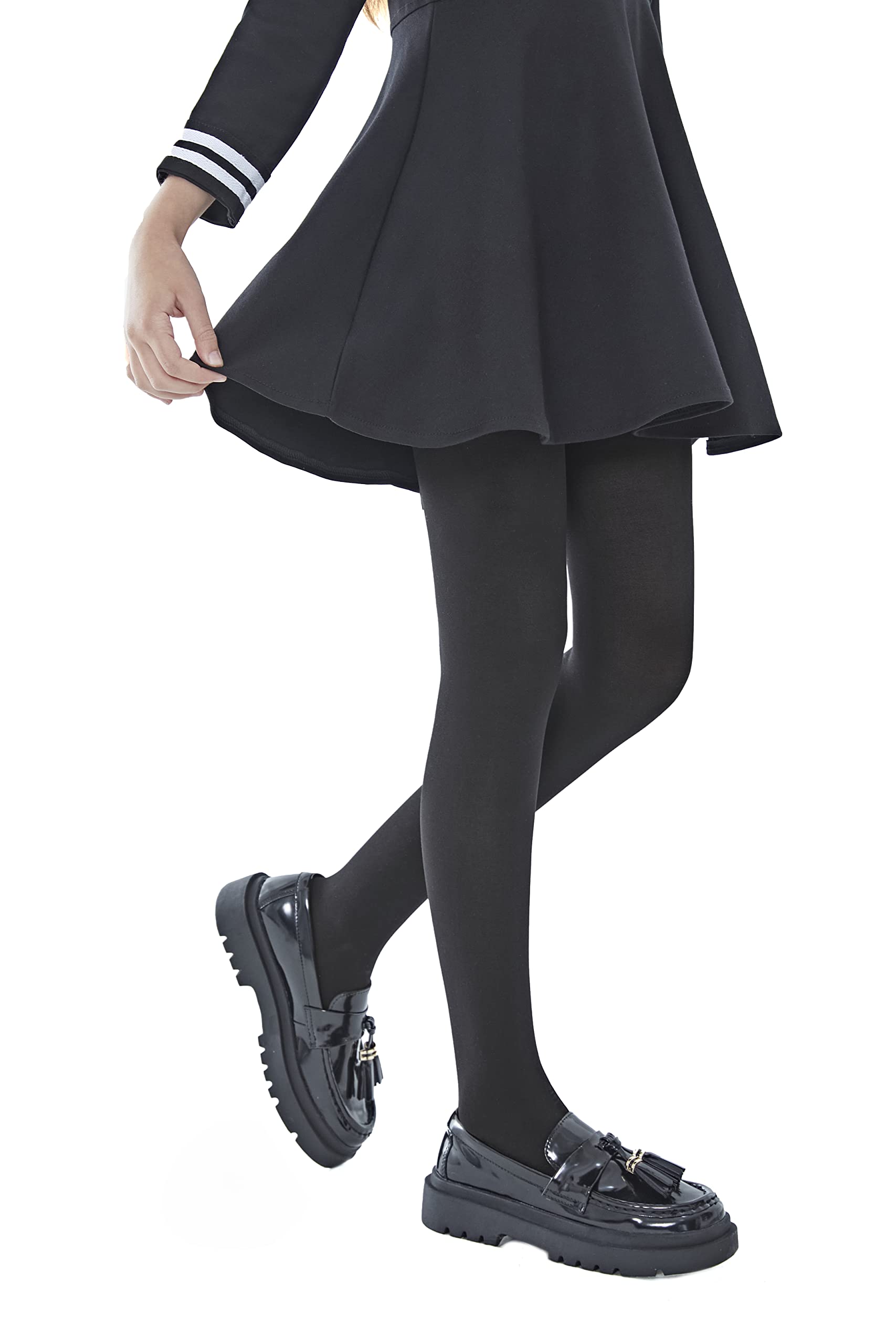 Elegant Girls Microfiber Soft Opaque Footed Tights & Stockings - Comfortable Stretchable Tights for School, Dance, Winter Wear and Everyday Fashion