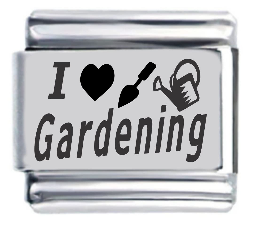 I Heart Gardening Laser Italian Charm Bracelet - Elegant & Customizable Jewelry for Women, Perfect for Gifts, Parties & Everyday Wear