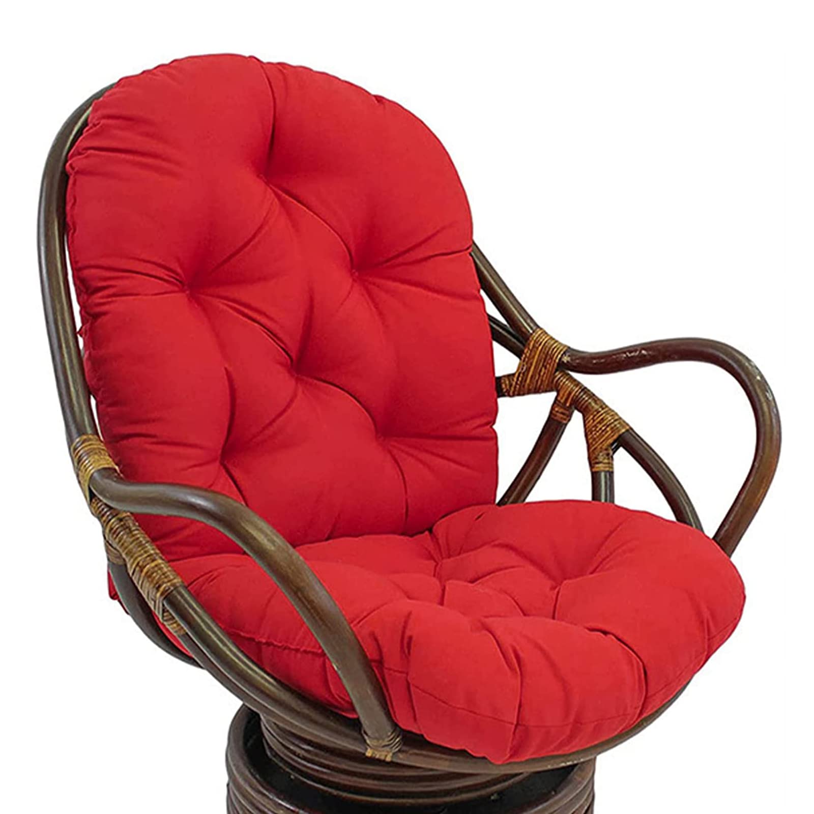 Waterproof Swivel Rocker Chair Cushion with Ties - Soft Thick Seat Pad for Patio, Lawn & Outdoor Furniture (Red) - Perfect for Relaxing on Porch, Deck or Garden Swing