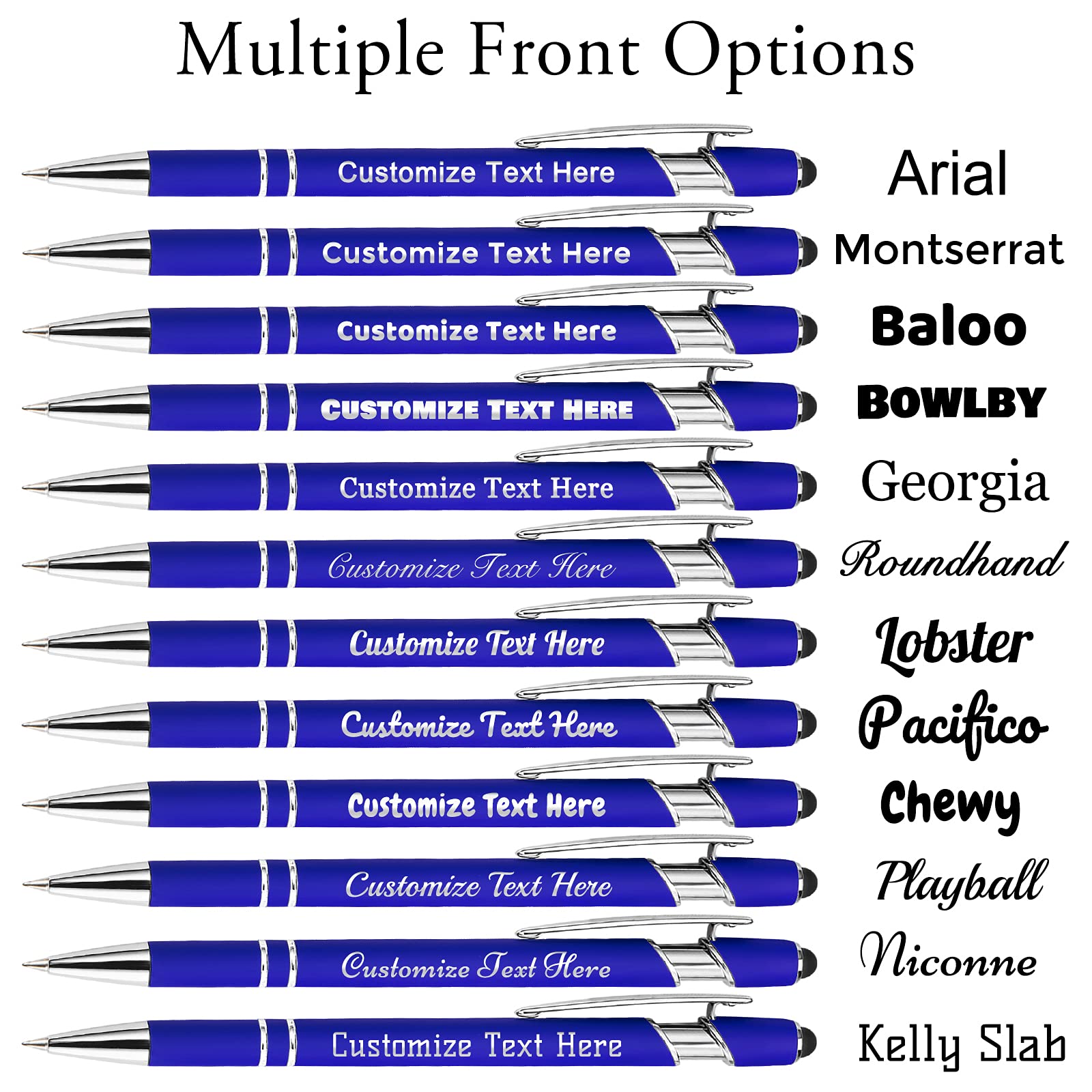 500 Custom Engraved Ballpoint Pens Bulk - Personalized with Business Name, Logo & Message - Stylus Tip, Medium Point, Black Ink (108 Pack) - Ideal for Corporate Gifts, Promotions & Office Use