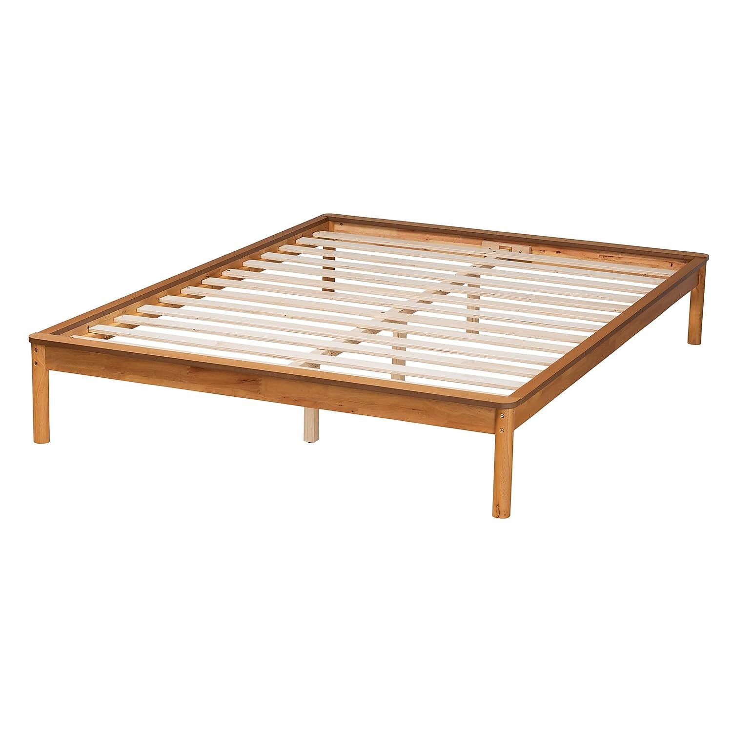 Baxton Studio Efren Queen Bed Frame in Honey Oak - Solid Wood Platform Bed with Headboard - Perfect for Modern Bedrooms & Guest Rooms (236-12785-HiT)