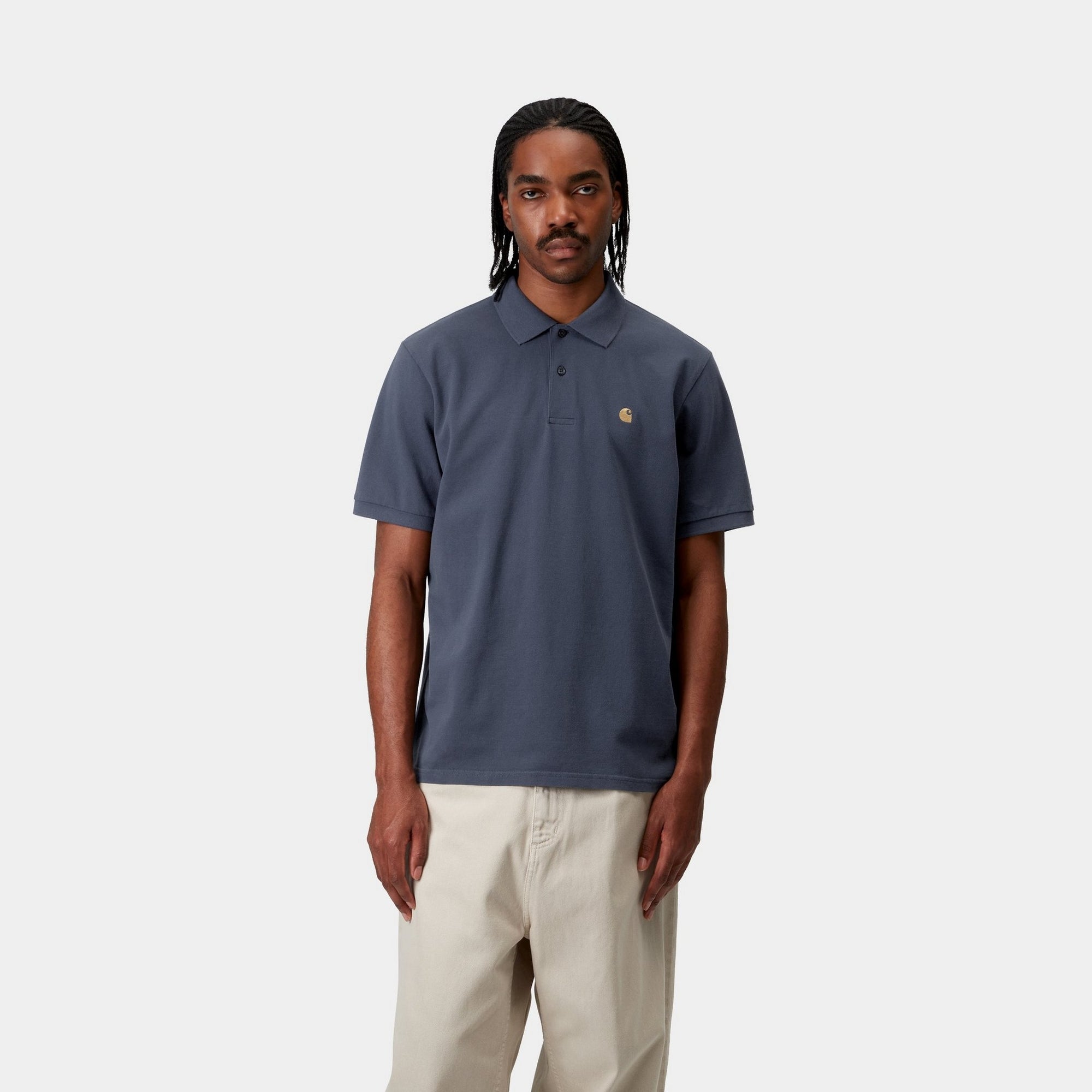 Men's Chase Pique Polo Shirt - Breathable & Stylish Dusky Blue Casual Top for Golf, Work & Everyday Wear