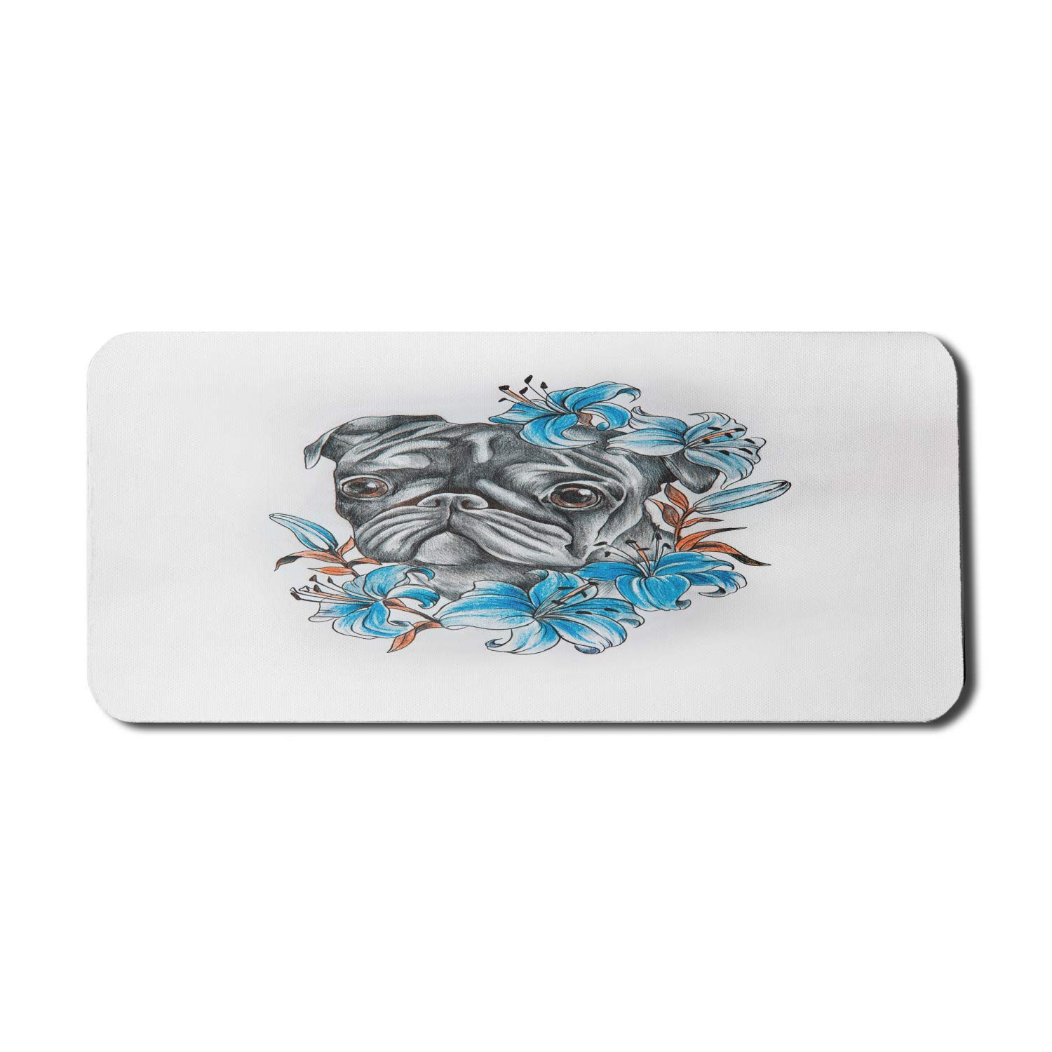 Ambesonne Pug Dog Floral Mouse Pad - Non-Slip Rubber Gaming Mousepad (35