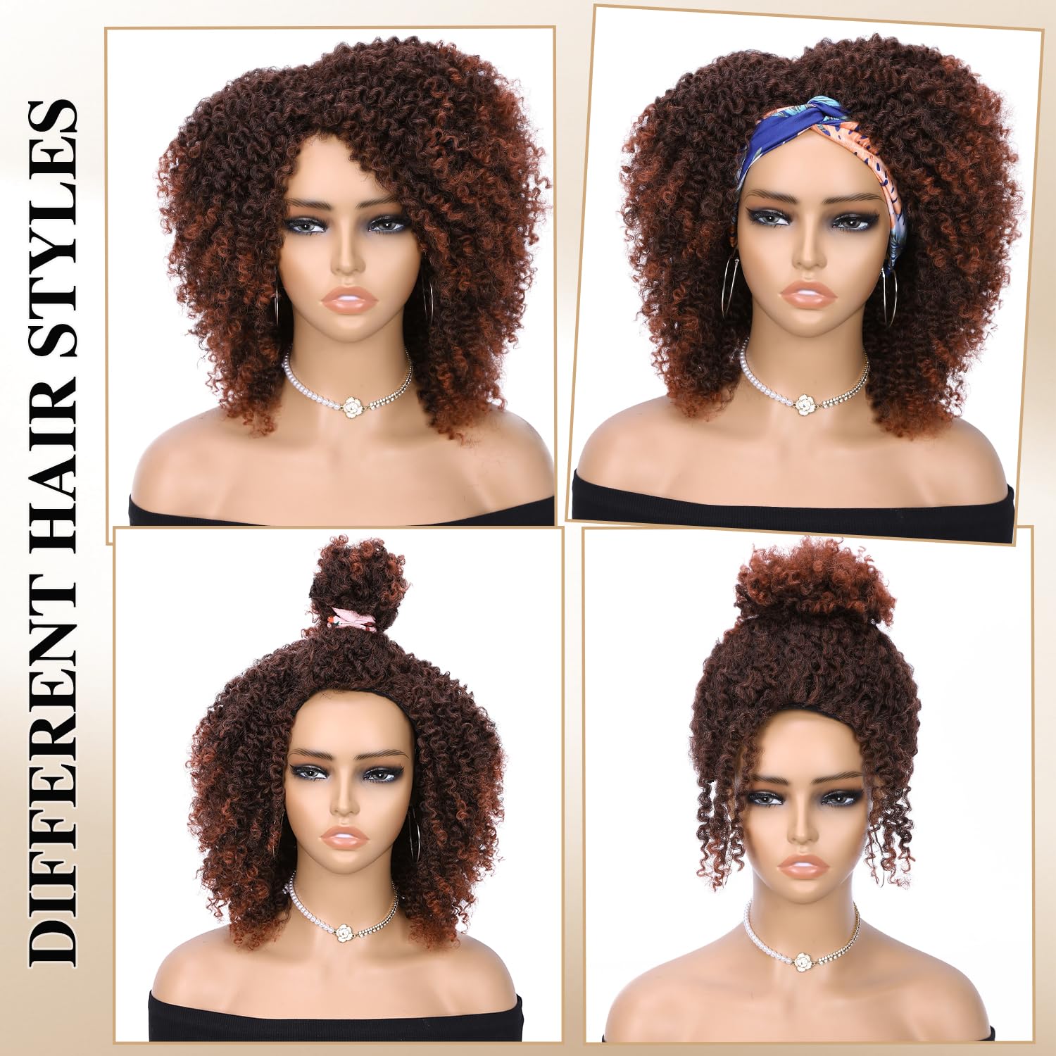 Short Kinky Curly Wigs for Black Women - Heat Resistant Synthetic Afro Bomb Curly Wig with Side Part | Natural 1B/350# Color | Perfect for Daily Wear, Cosplay & Protective Styling