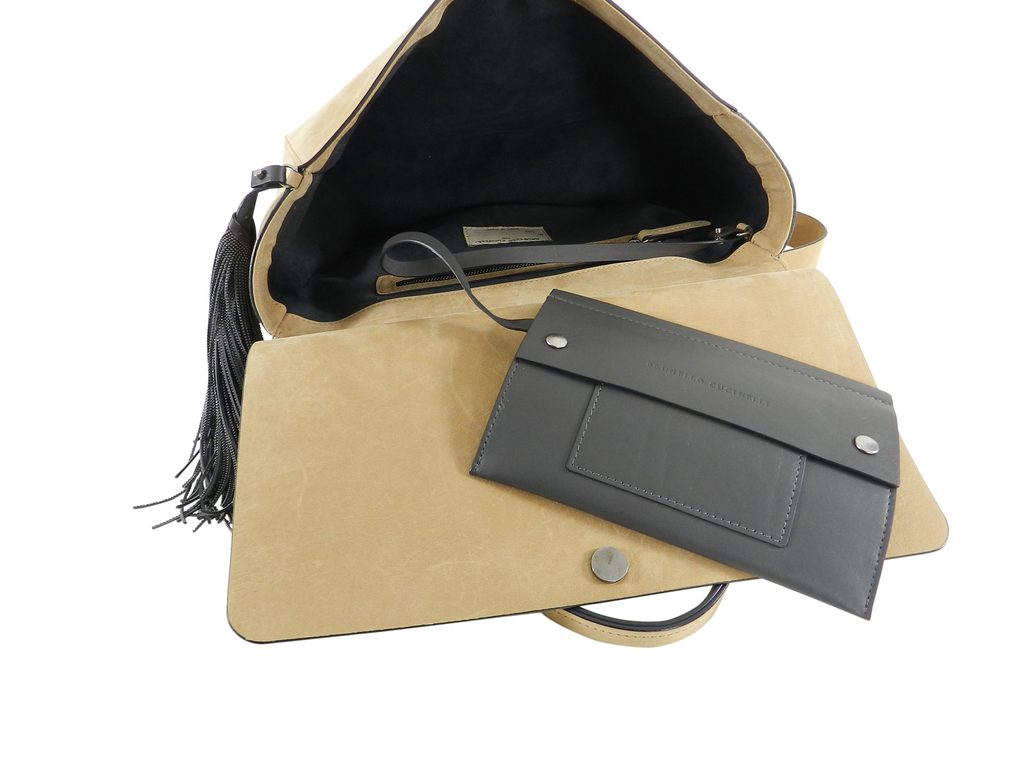 Brunello Cucinelli Genuine Nubuck Leather Crossbody Bag for Women - Light Tan Shoulder Purse - Perfect for Travel, Shopping & Everyday Use