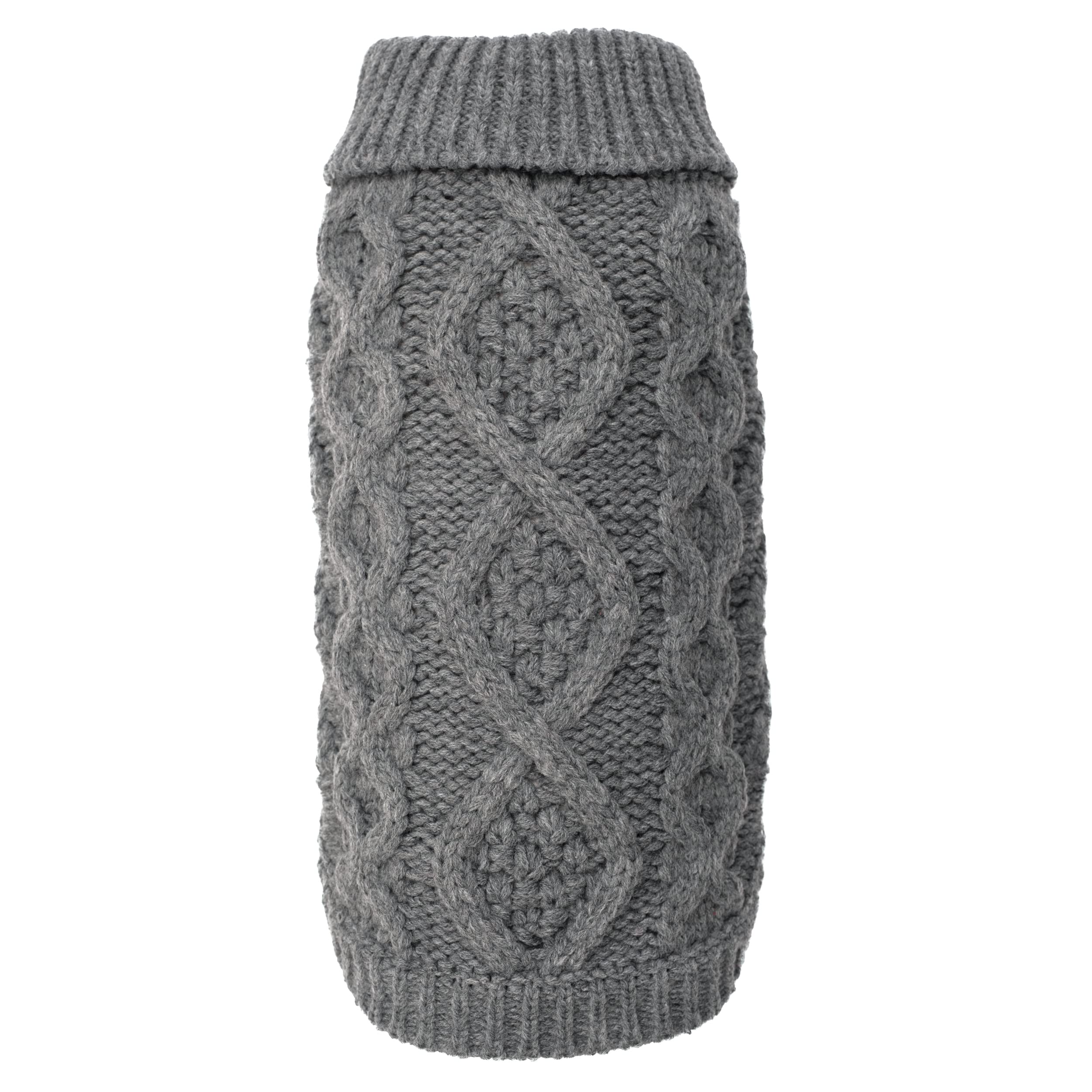 Premium Chunky Knit Dog Sweater - Warm Winter Turtleneck Pet Coat for Small Dogs - Cozy Gray Outfit for Cold Weather - Perfect for Indoor & Outdoor Adventures
