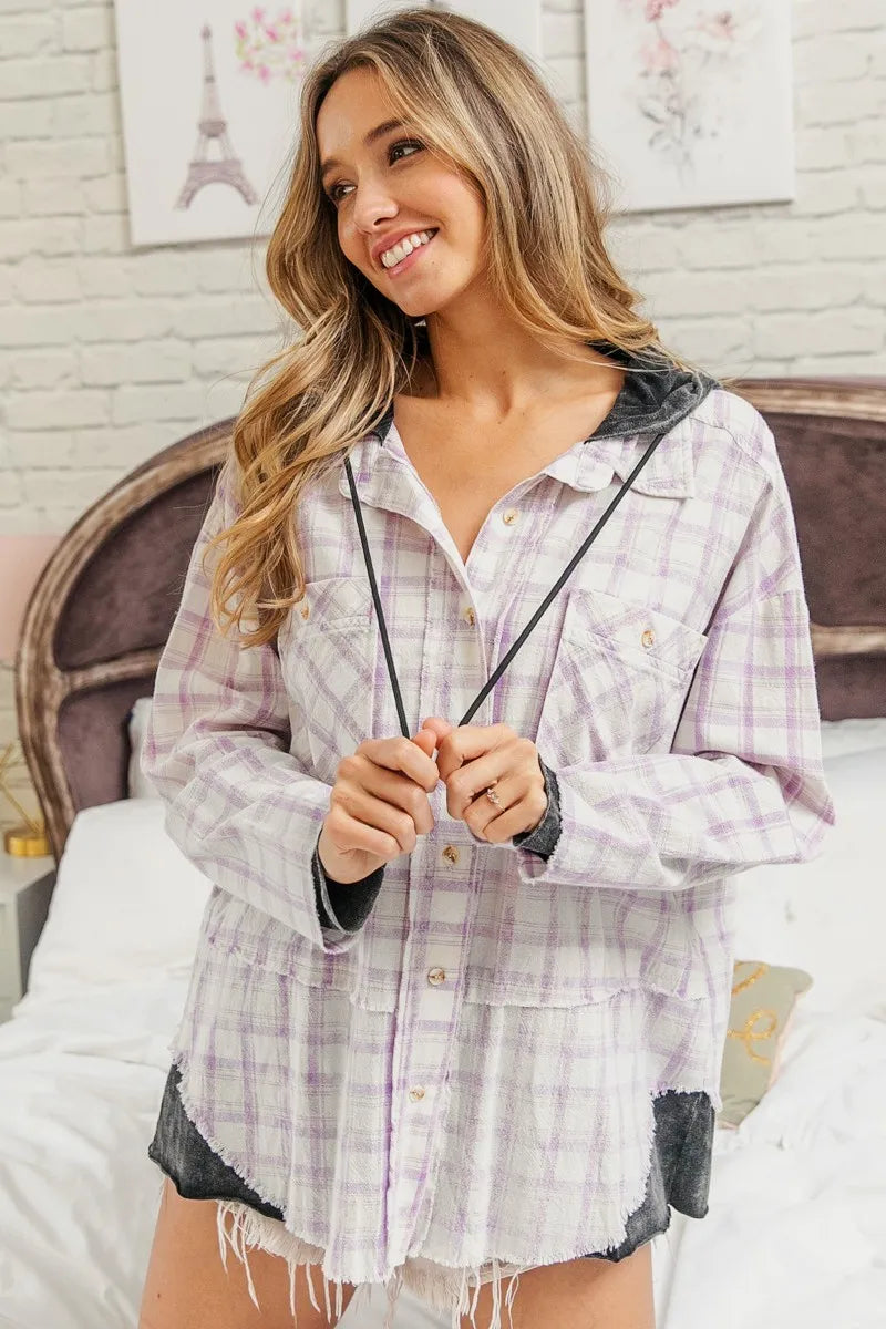 Stylish BiBi Casual Check Hooded Shirts for Men & Women - Perfect for Everyday Wear, Outdoor Activities & Layering