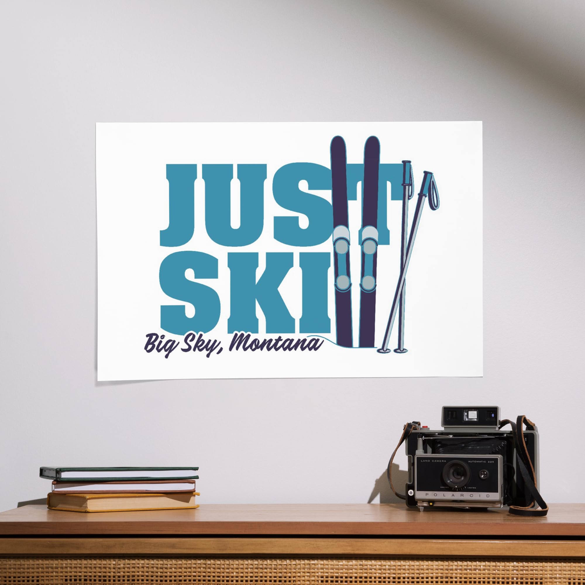 Lantern Press 16x24 Inch Giclee Print - Big Sky Montana Ski Landscape Art with Ski Boards & Poles | Perfect for Home Decor, Office Wall Art & Ski Lodge Decoration