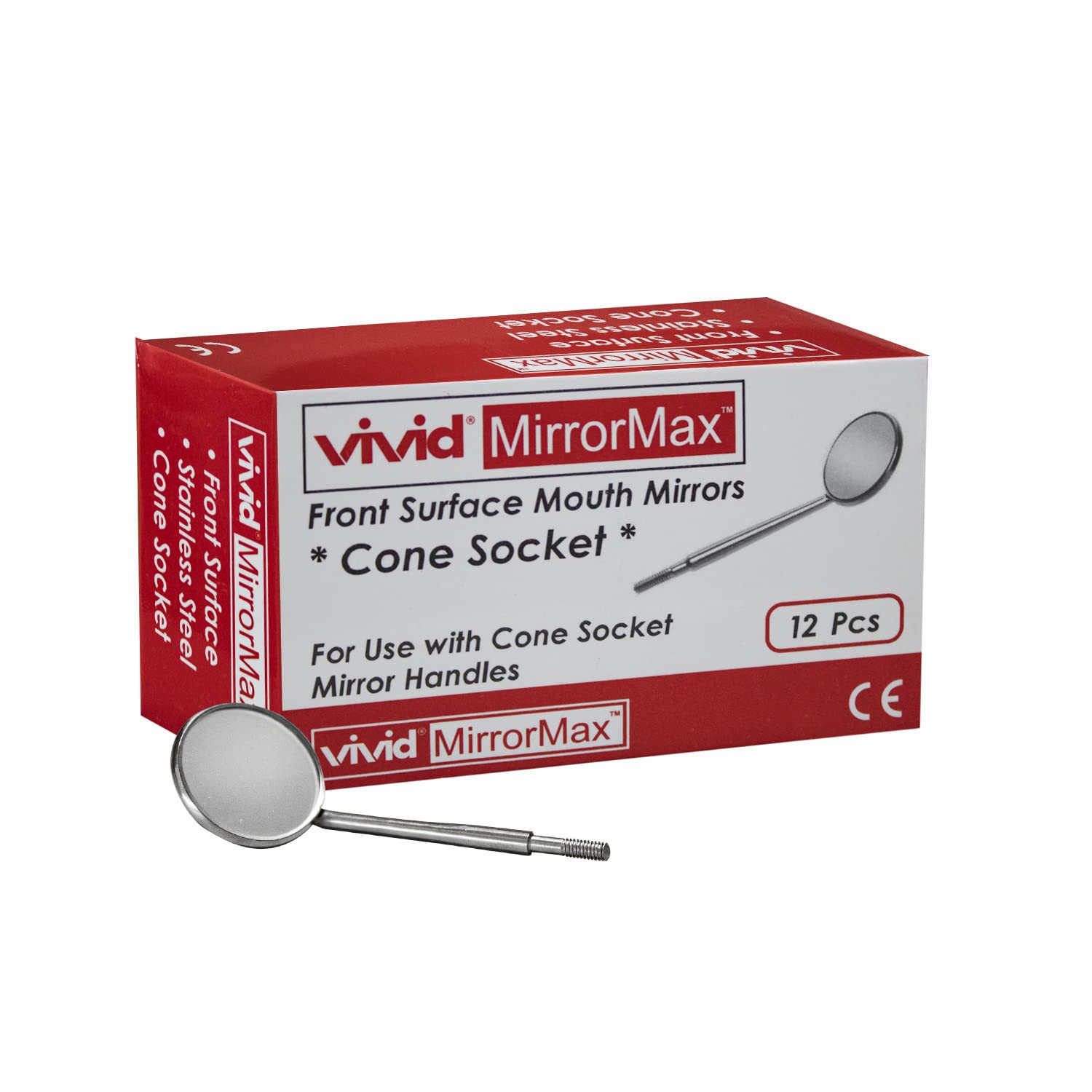 Rhodium-Coated Dental Mirrors - 12Pcs Front Surface Diagnostic Intraoral Mouth Mirrors (Size 5/24mm) - Stainless Steel Cone Socket for Dentists & Dental Clinics - Perfect for Oral Exams, Teeth Cleaning & Dental Procedures