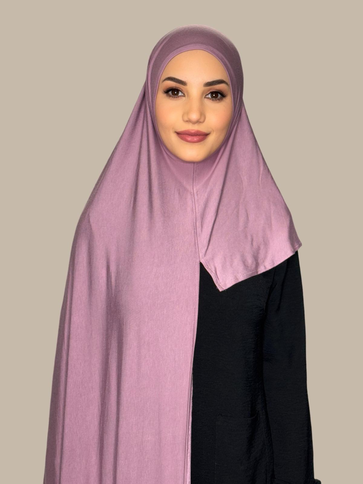 Pre-Sewn Jersey Hijab in Khaki Rose - Soft & Comfortable Muslim Headscarf for Everyday Wear, Prayer, and Modest Fashion