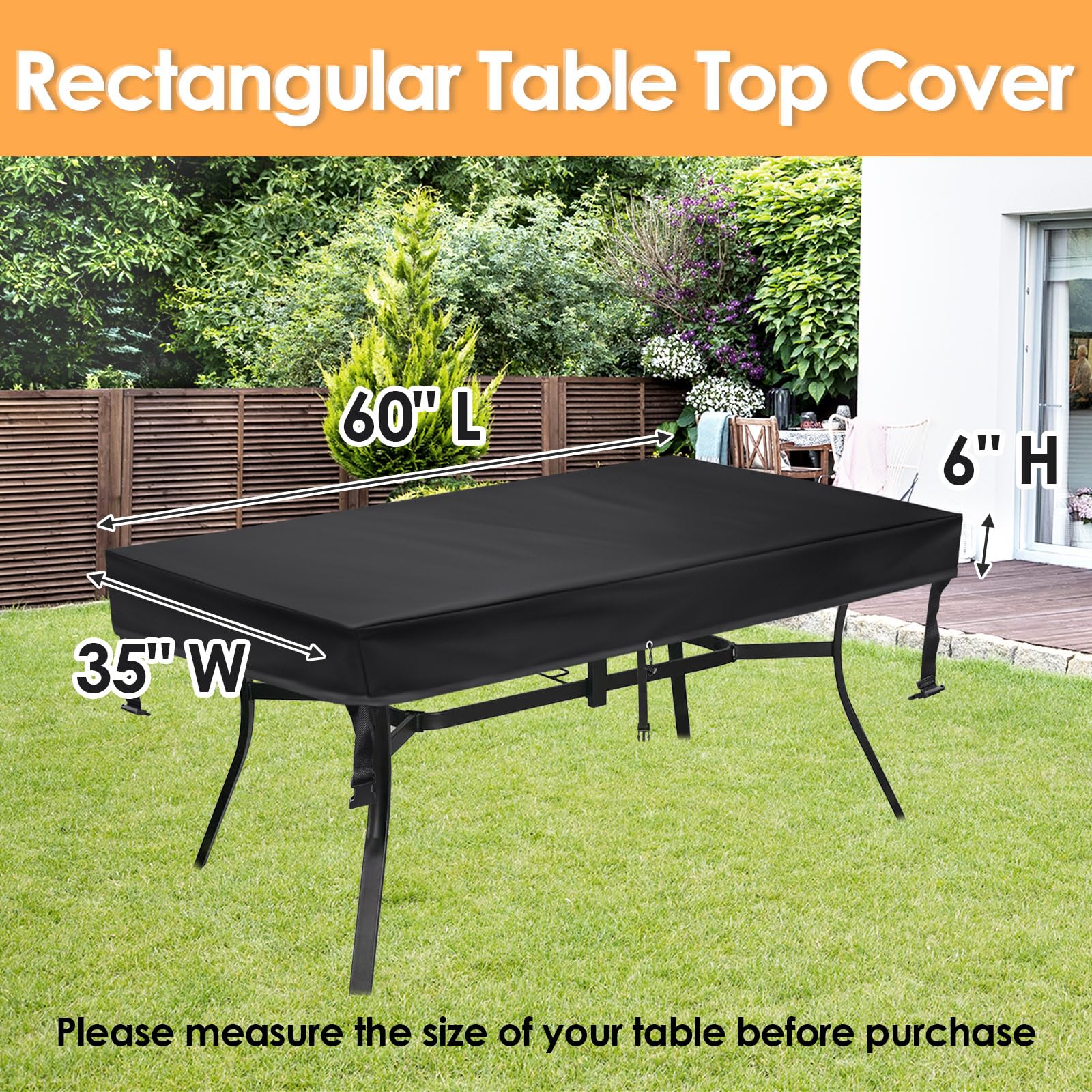 Waterproof Outdoor Dining Table Cover 60x35 Inches - UV Resistant Patio Furniture Protector for Round or Rectangle Tables - Perfect for Backyard, Deck, and Garden Use