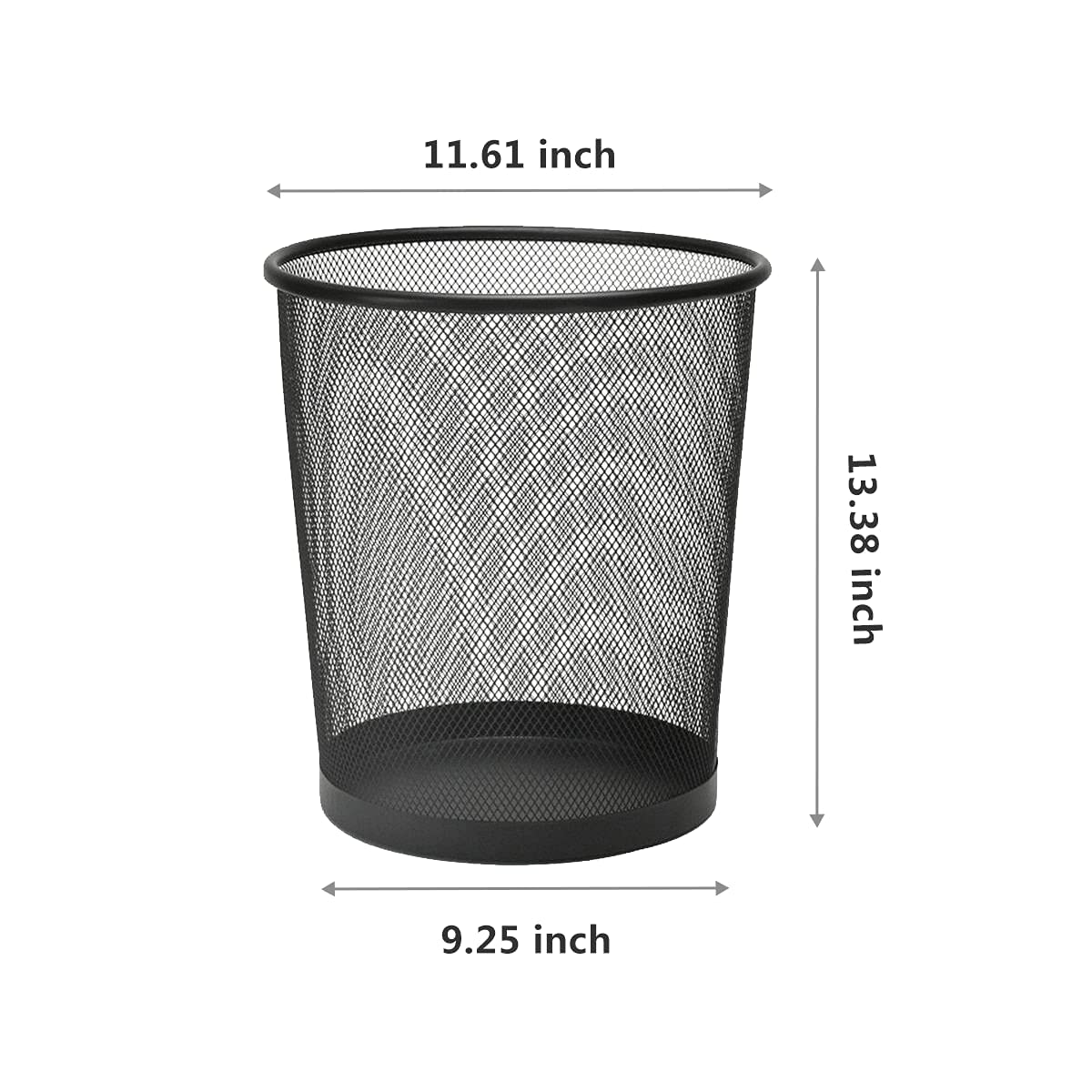 10-Pack 6 Gallon Black Mesh Trash Cans - Open Metal Wire Waste Baskets for Office, Home & School - Ideal for Desk-Side Recycling & Garbage Disposal - Durable Waste Containers for Paper, Plastic & General Trash