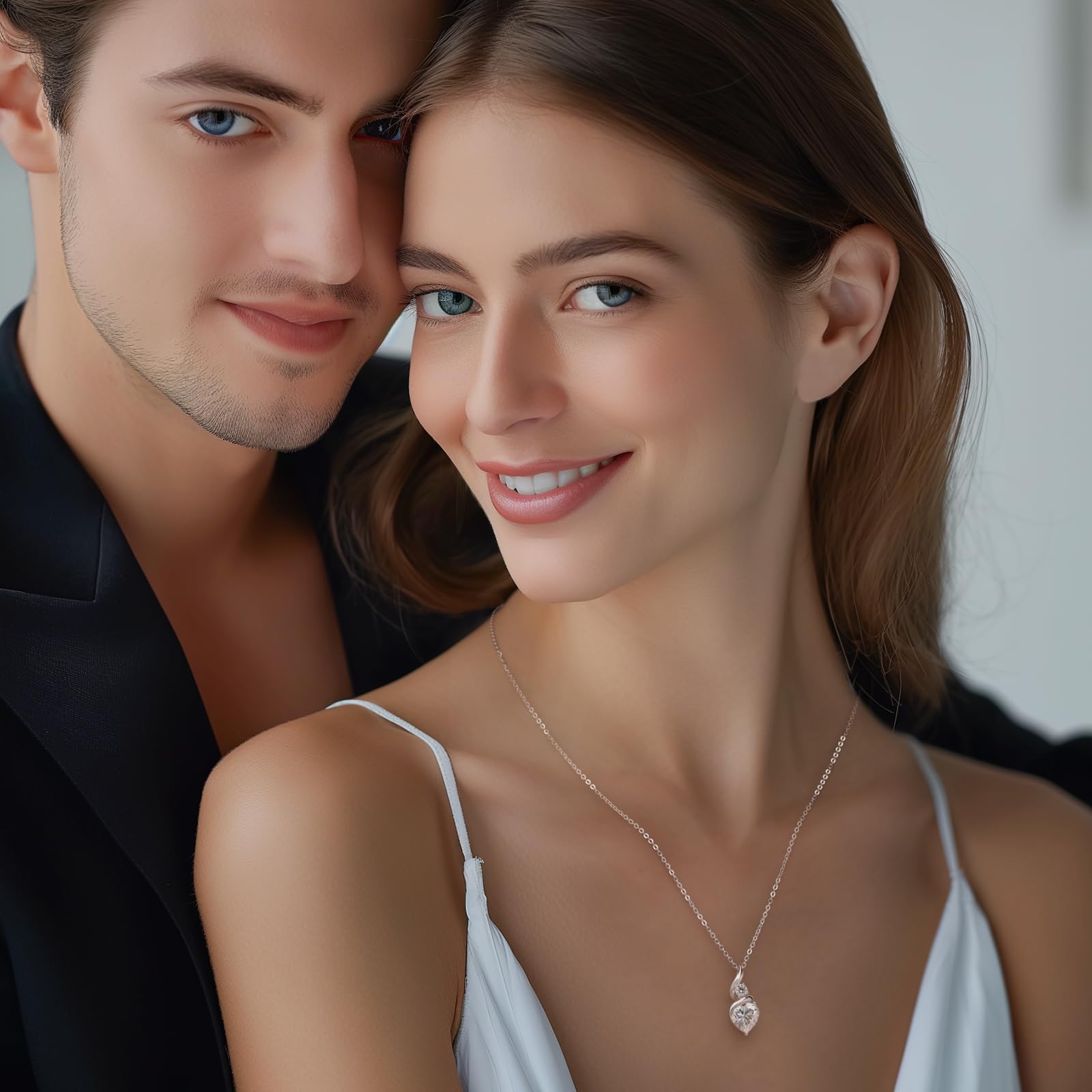 ANDSO Moissanite Diamond Necklaces for Women - 925 Sterling Silver Pendant Necklace | Elegant Birthday Gift for Wife, Girlfriend, Her | Perfect for Anniversary, Valentine's Day & Special Occasions
