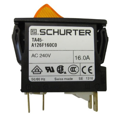 2 Pole Rocker Switch 16A 240VAC with Thermal Overload Protection - Orange Illuminated Quick Connect Switch for Industrial Equipment, Marine Applications, and Electrical Control Panels
